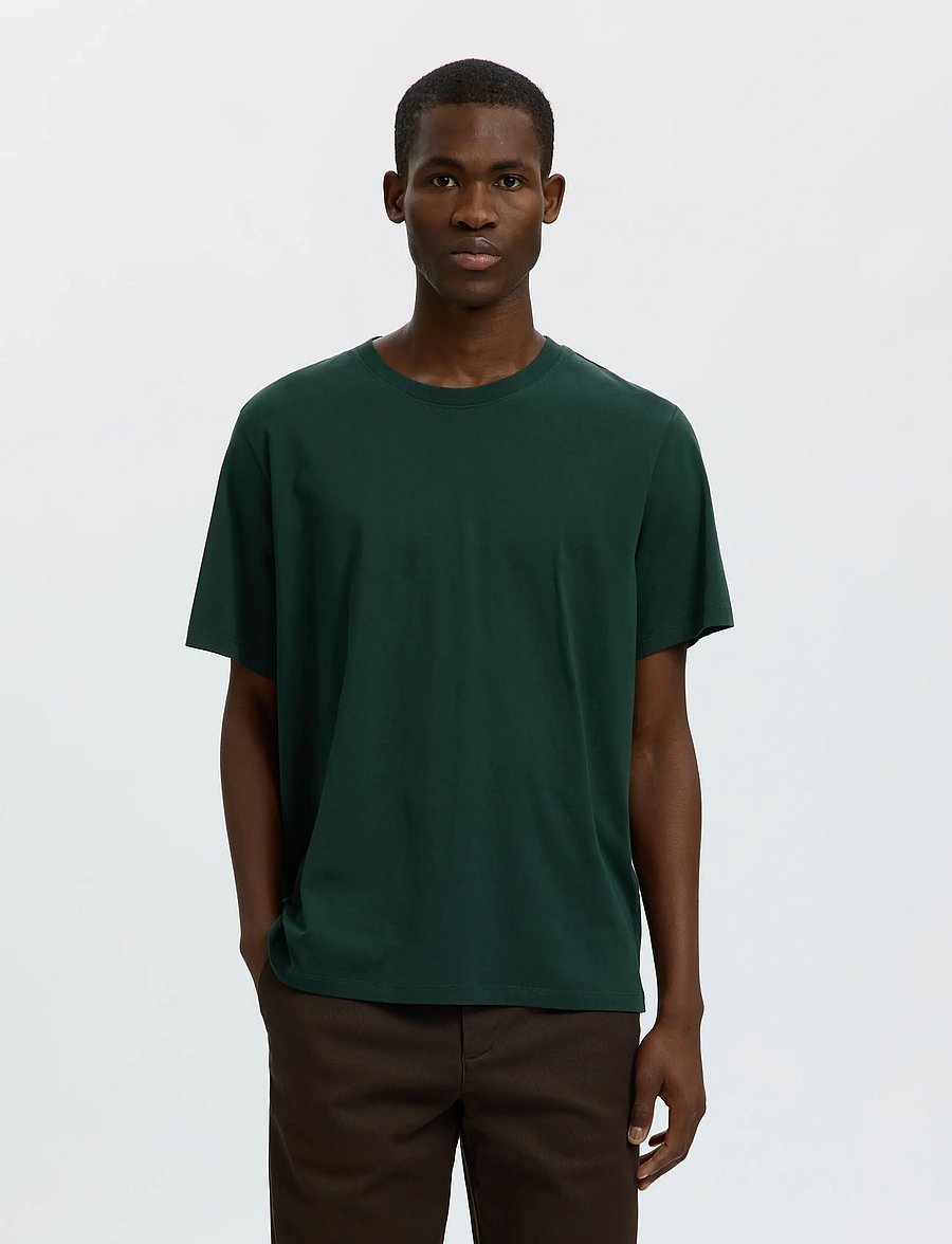Selected - SLMASPEN SS O-NECK TEE NOOS - lühikeste varrukatega t-särgid - pine grove - 0