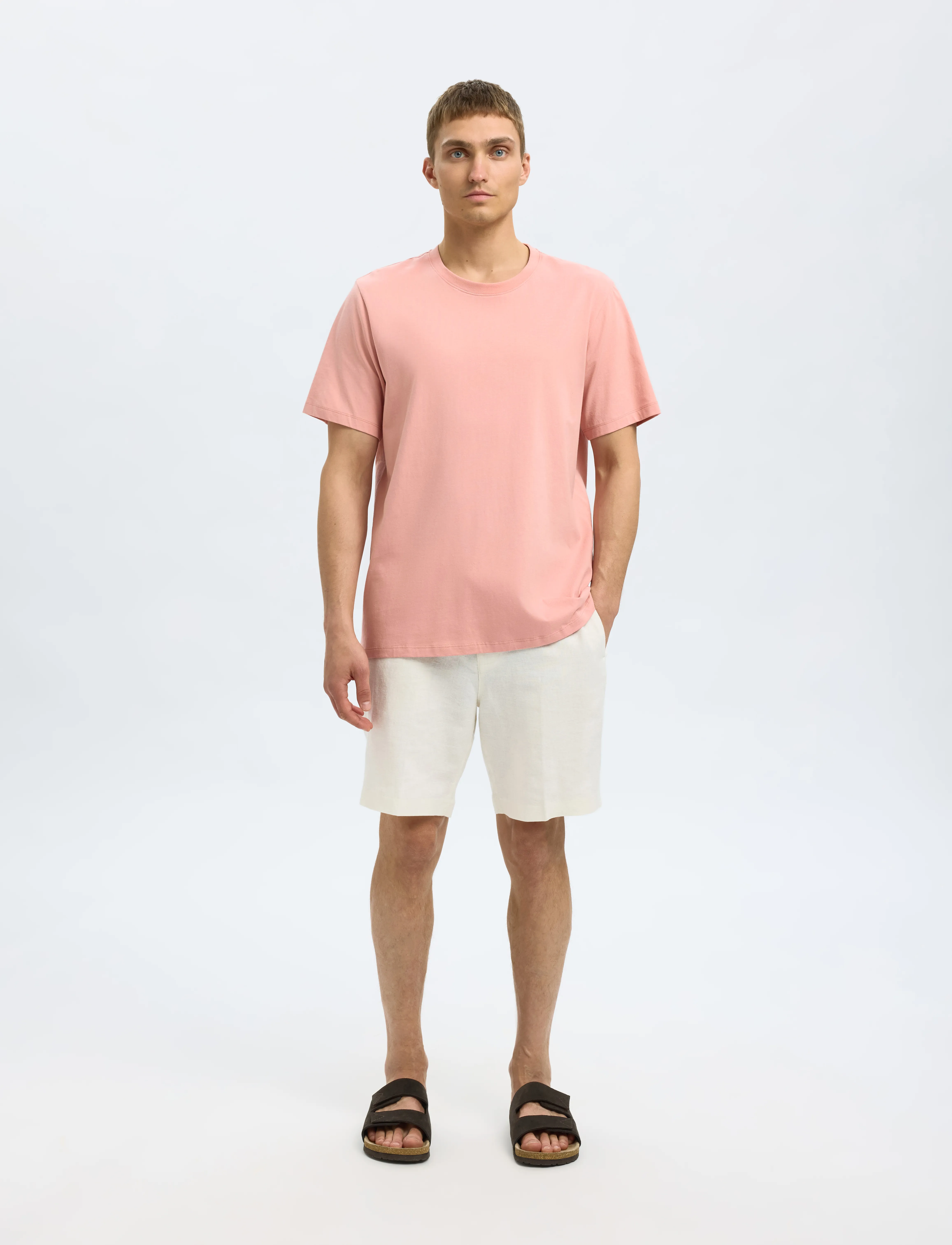 Selected - SLMASPEN SS O-NECK TEE NOOS - kortærmede t-shirts - rose tan - 4
