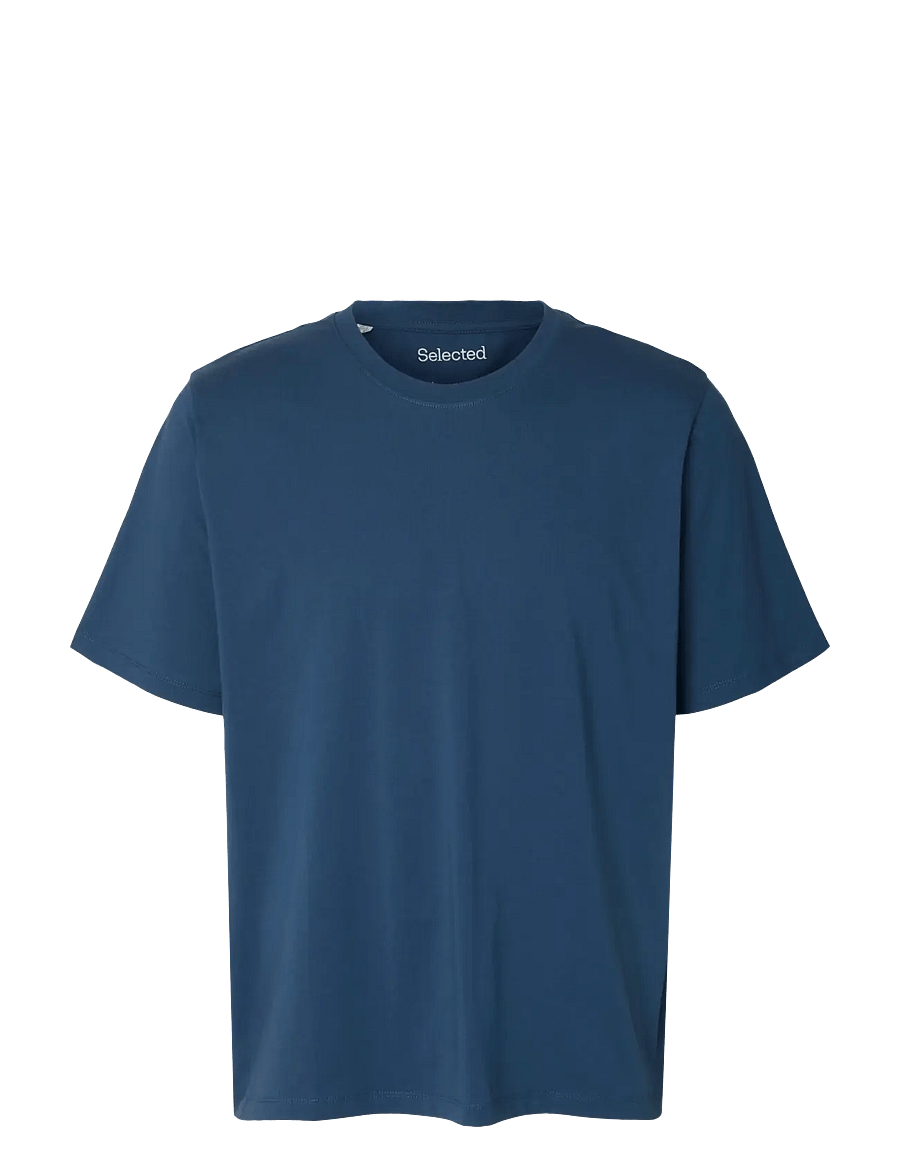 Selected - SLMASPEN SS O-NECK TEE NOOS - kurzärmelige t-shirts - sargasso sea - 1