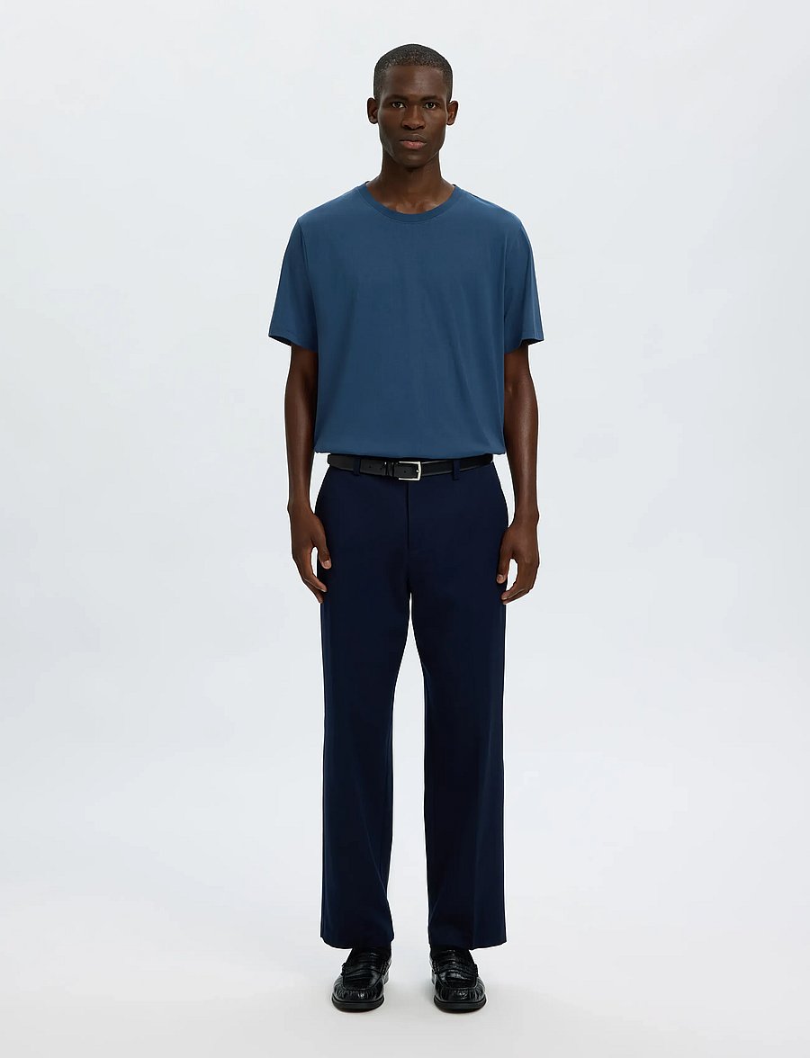 Selected - SLMASPEN SS O-NECK TEE NOOS - kurzärmelige t-shirts - sargasso sea - 3