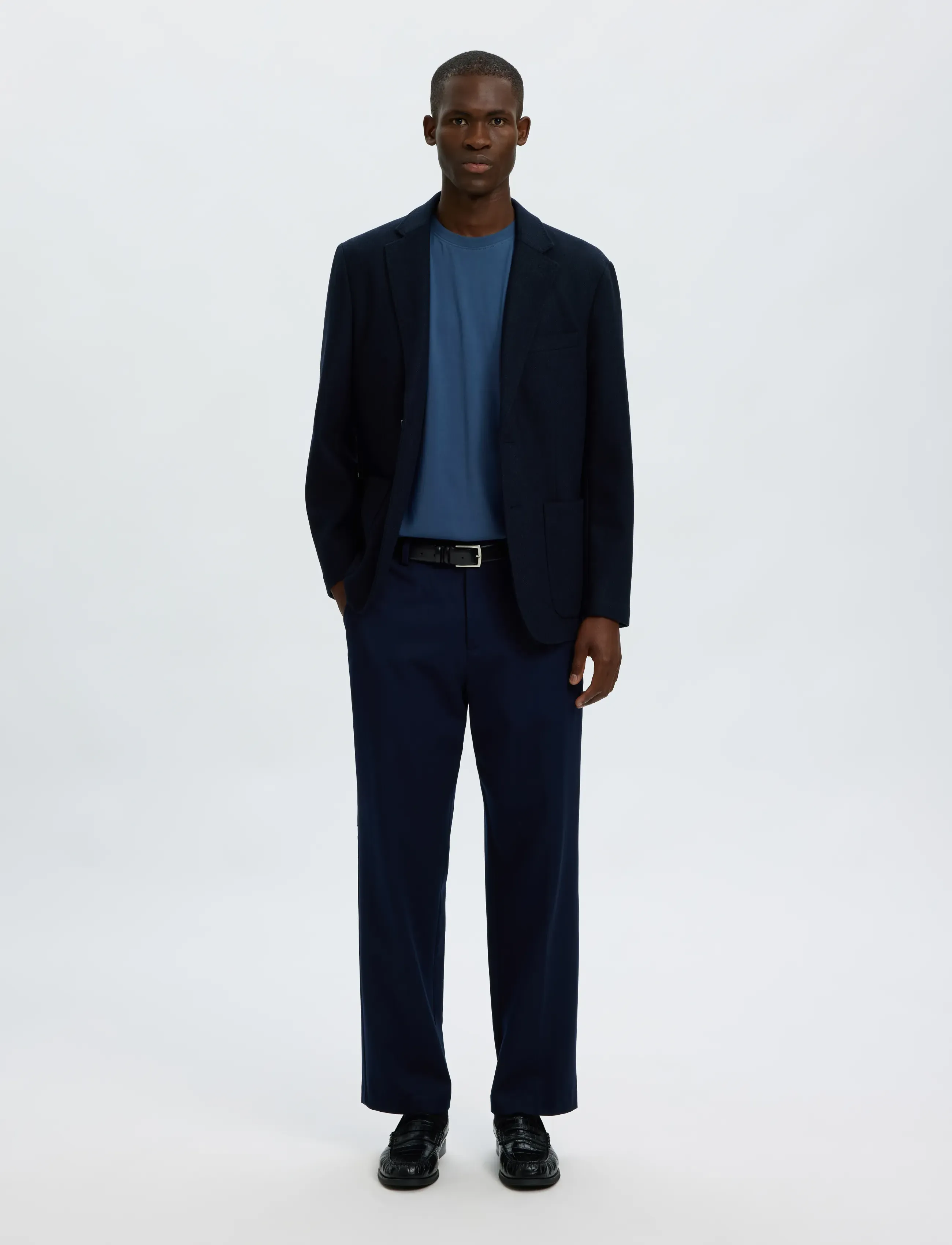 Selected - SLMASPEN SS O-NECK TEE NOOS - kurzärmelige t-shirts - sargasso sea - 5