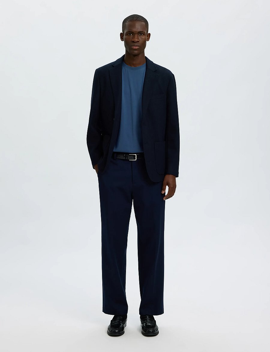 Selected - SLMASPEN SS O-NECK TEE NOOS - kurzärmelige t-shirts - sargasso sea - 5