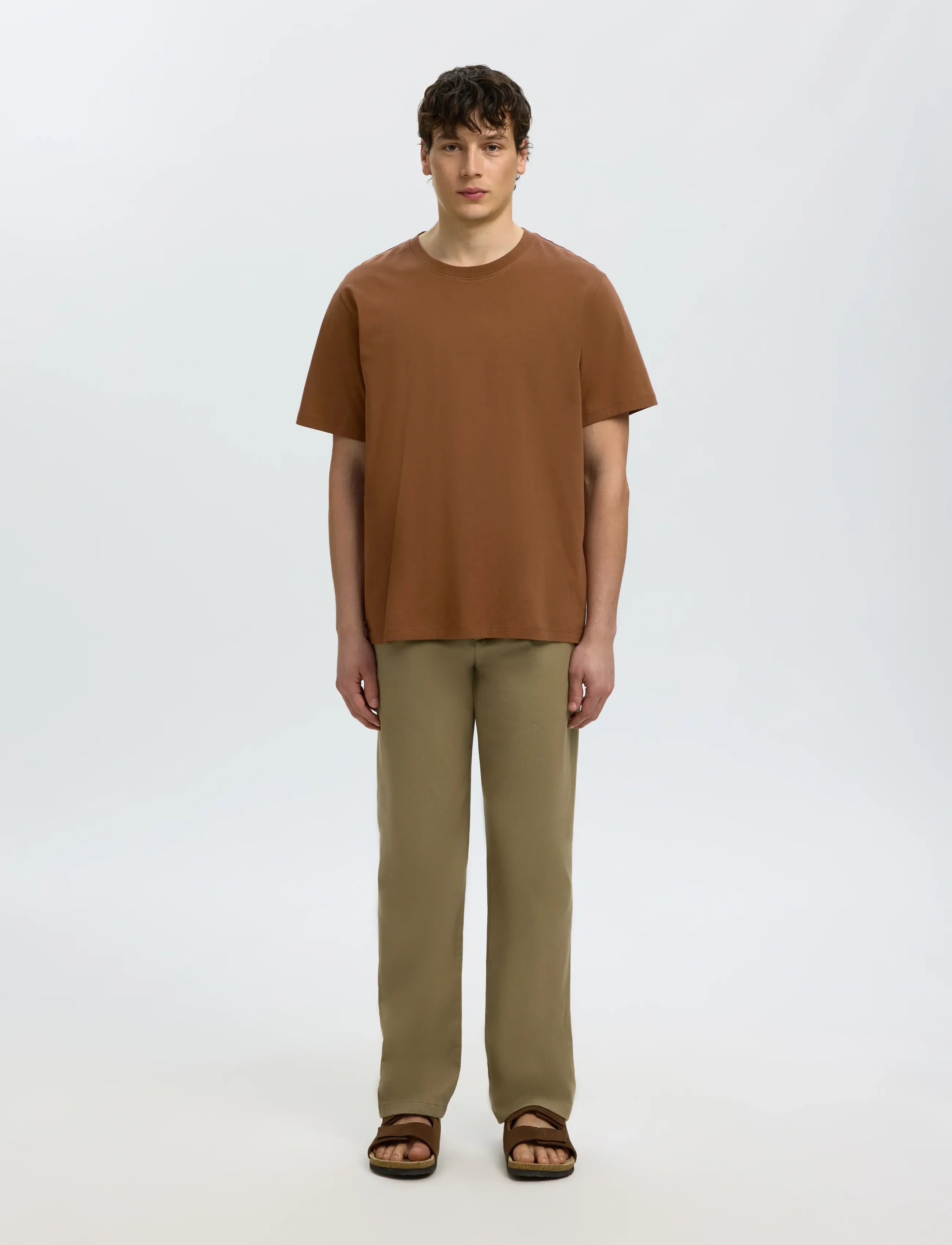 Selected - SLMASPEN SS O-NECK TEE NOOS - kortærmede t-shirts - toffee - 4