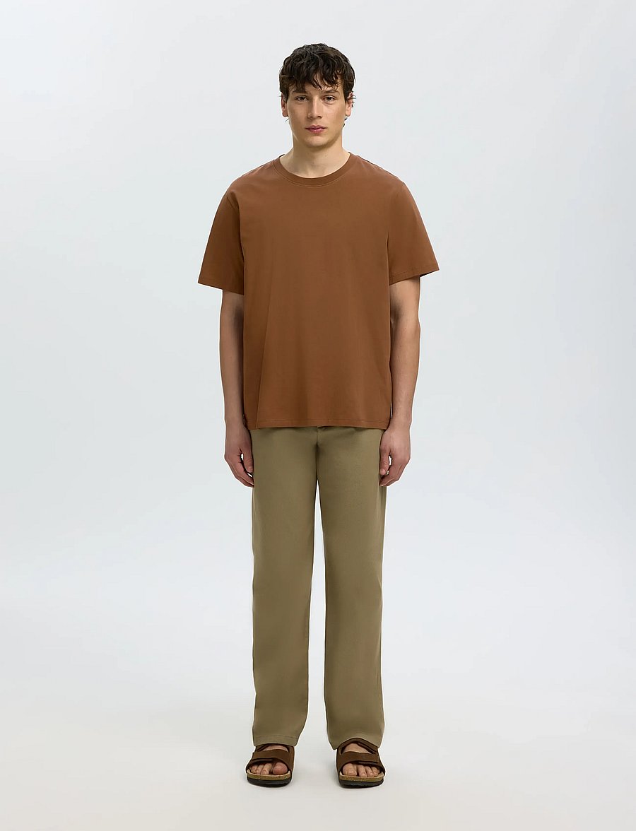 Selected - SLHASPEN SS O-NECK TEE NOOS - lühikeste varrukatega t-särgid - toffee - 4