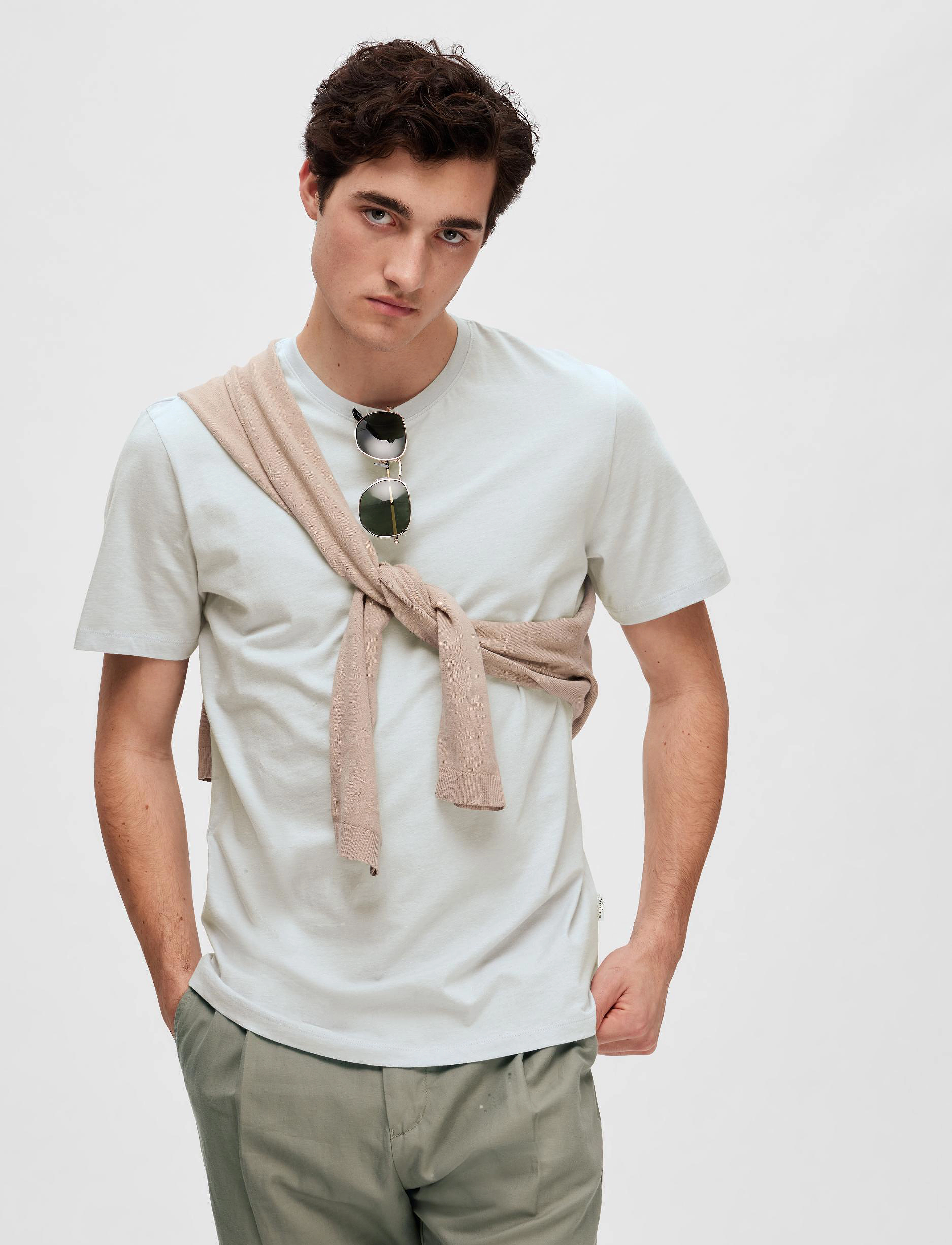 Selected - SLHASPEN MINI STR SS O-NECK TEE NOOS - cashmere blue - 4
