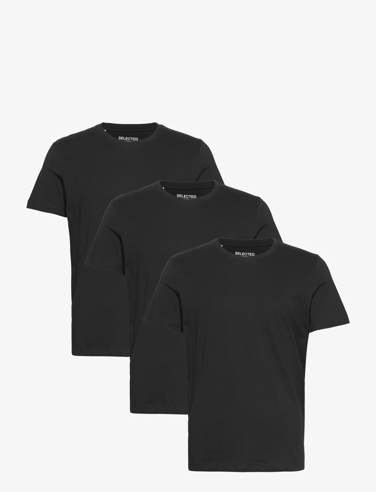 Selected Homme - SLHAXEL SS O-NECK TEE 3 PACK NOOS - t-shirts - black - 0
