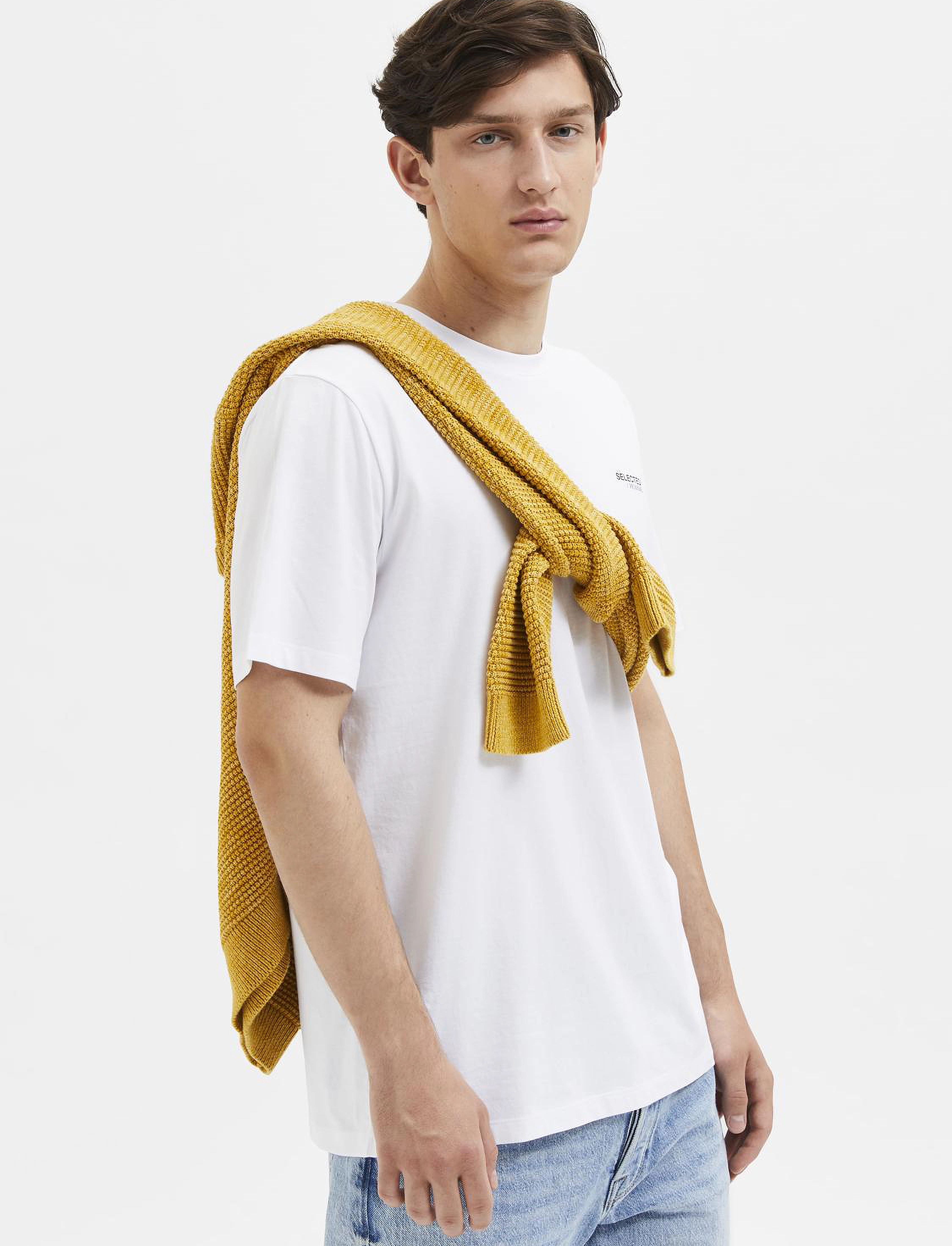 Selected - SLHASPEN LOGO SS O-NECK TEE NOOS - bright white - 3
