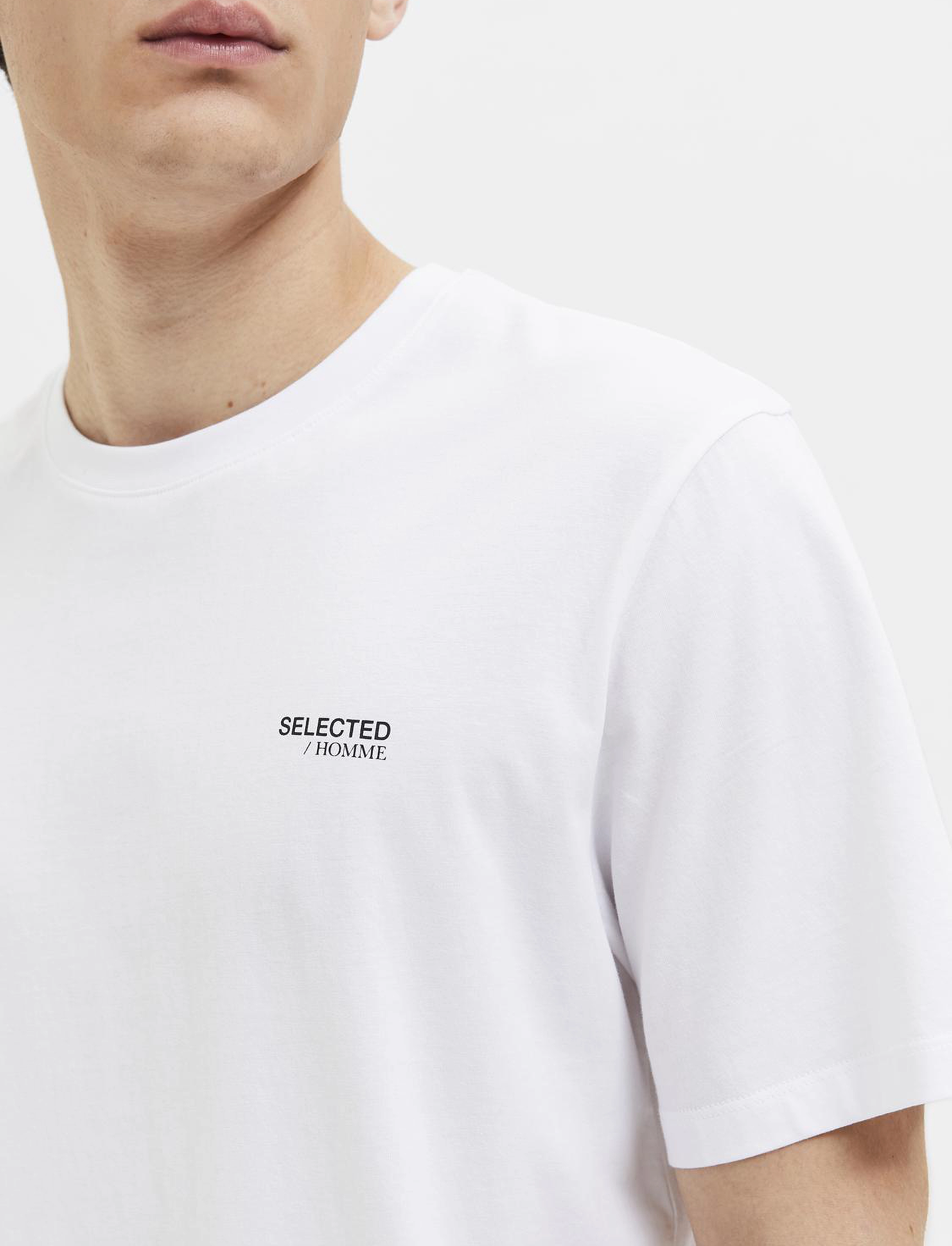 Selected - SLHASPEN LOGO SS O-NECK TEE NOOS - bright white - 4