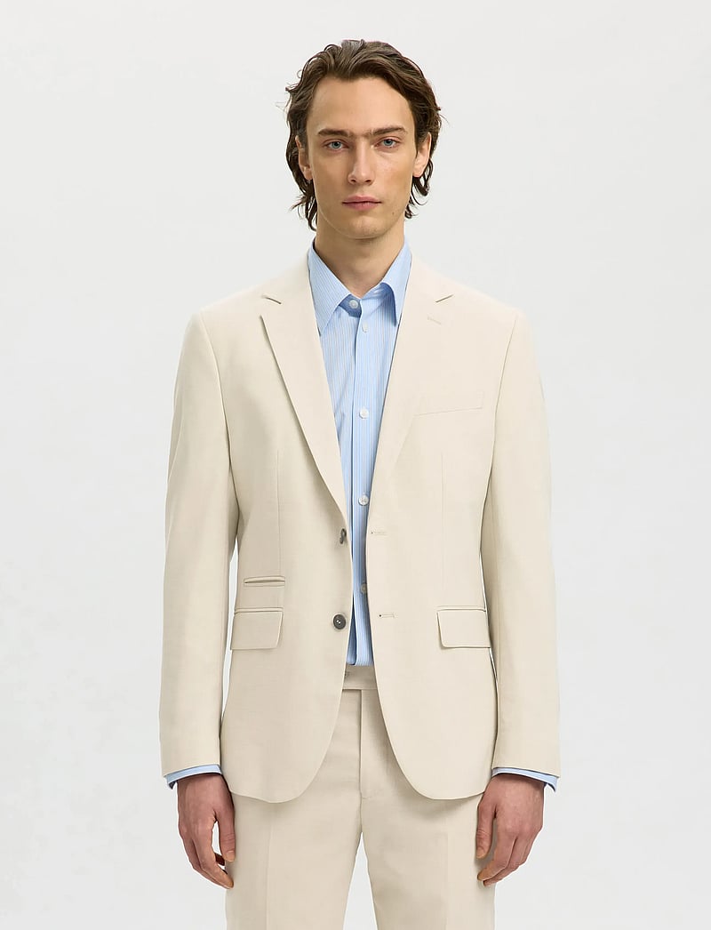 Selected - SLHSLIM-NEIL BLZ B - einreiher - egret - 0