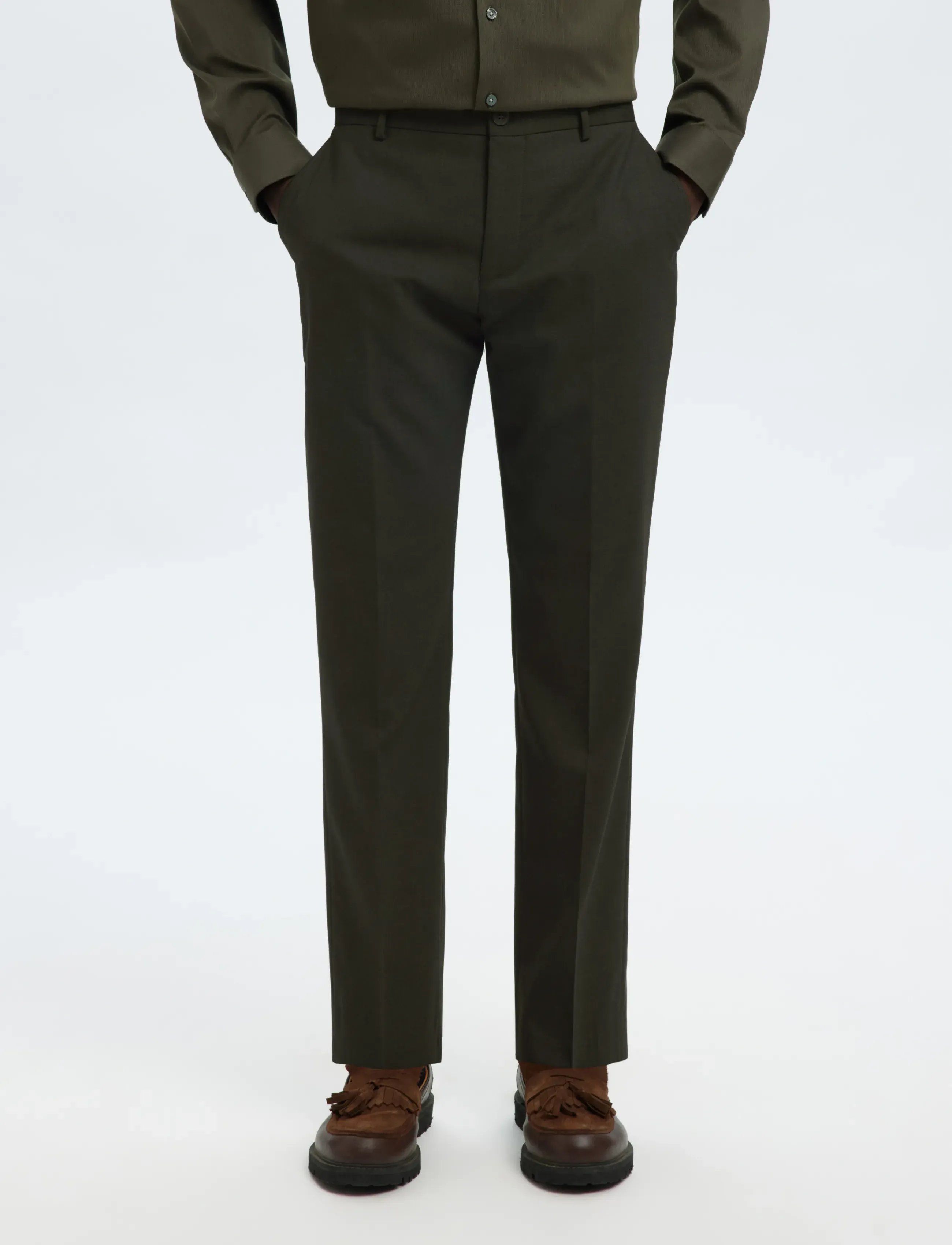 Selected SLMSLIM-NEIL TRS NOOS - Püksid - DARK GREEN / green