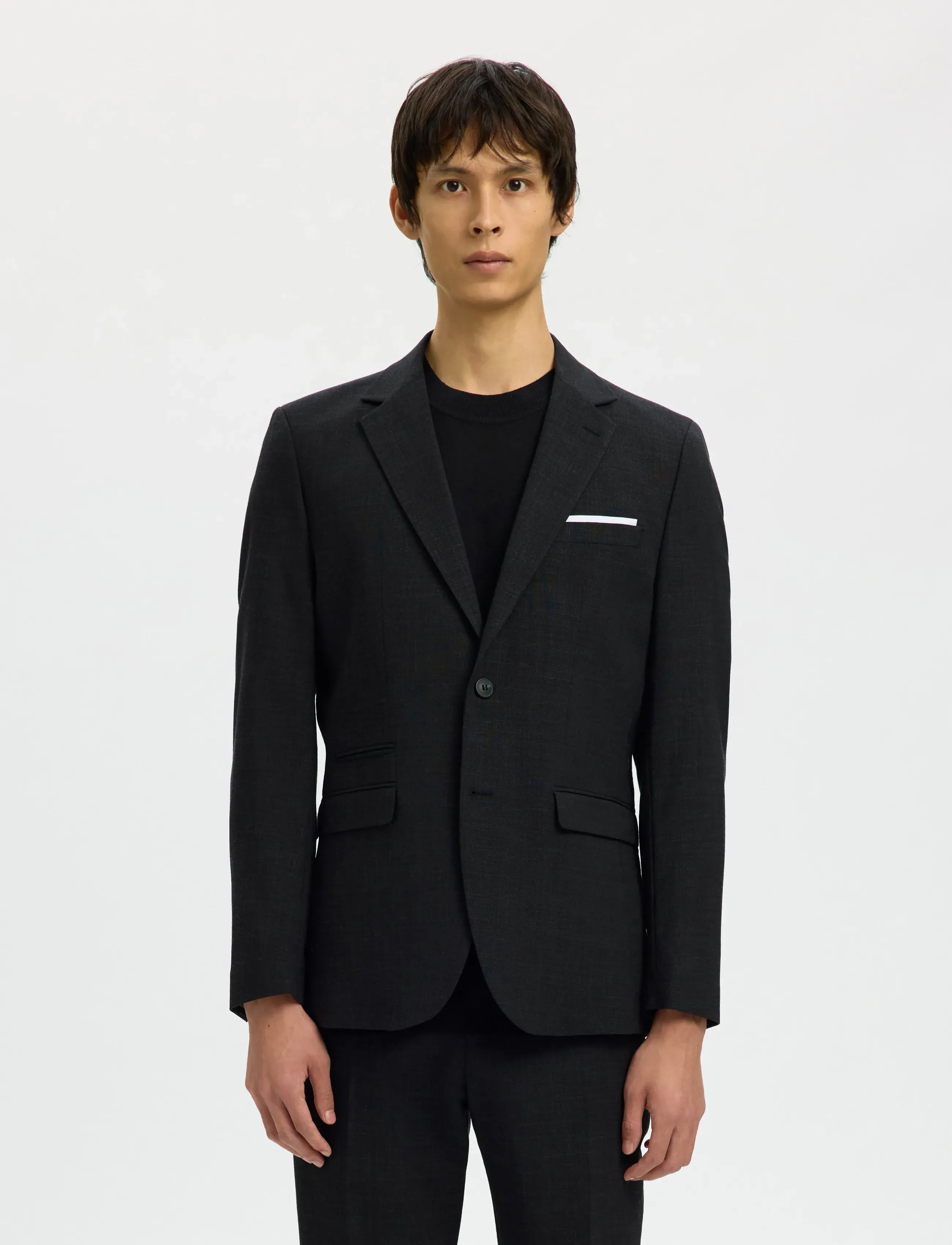 Selected SLMSLIM-OASIS LINEN BLZ NOOS - Partywear - BLACK / black