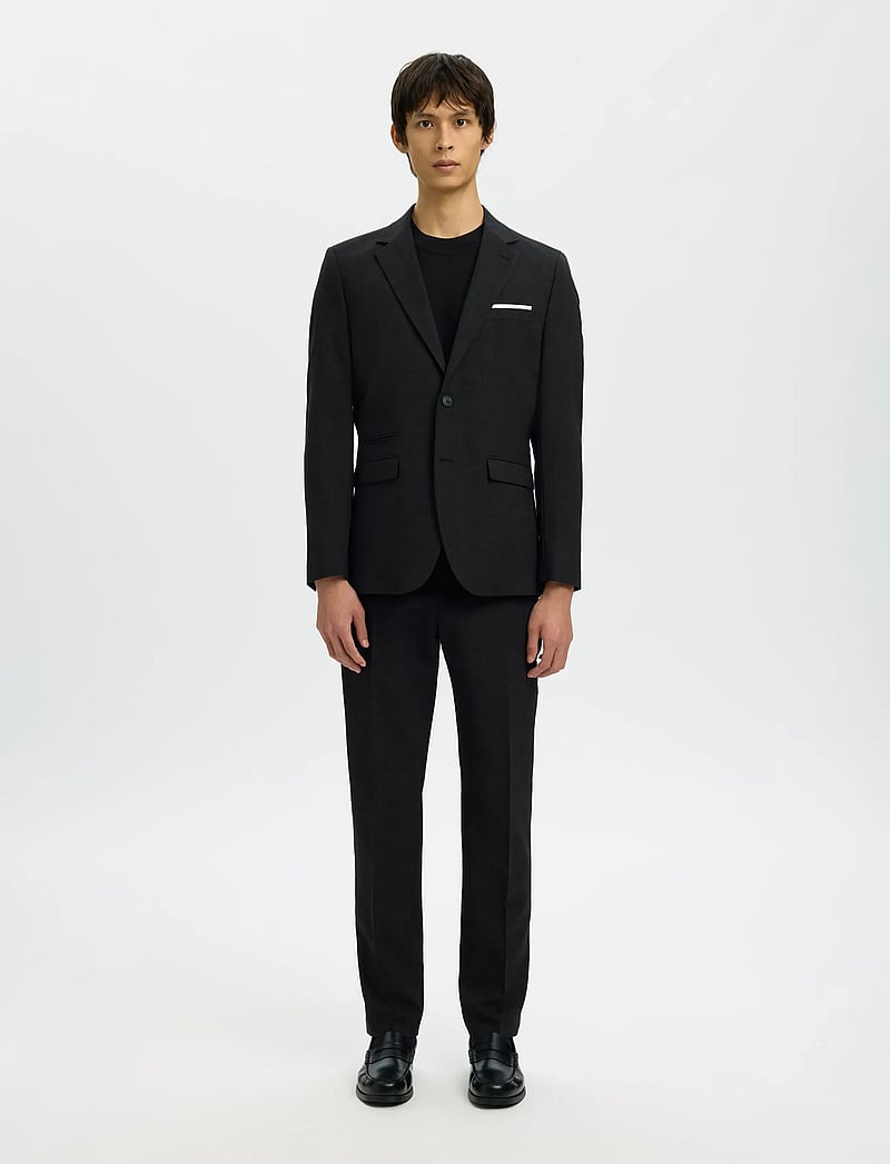 Selected - SLMSLIM-OASIS LINEN BLZ NOOS - einhnepptir blazerar - black - 3