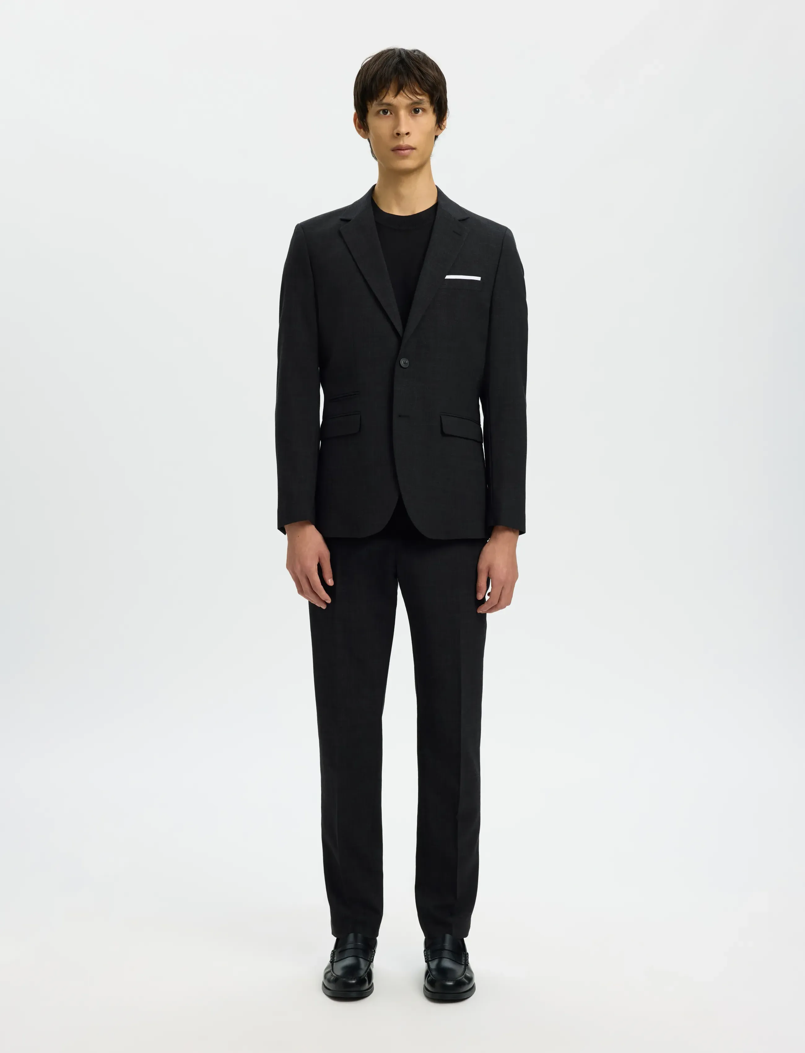 Selected - SLMSLIM-OASIS LINEN BLZ NOOS - enkeltradede blazere - black - 3