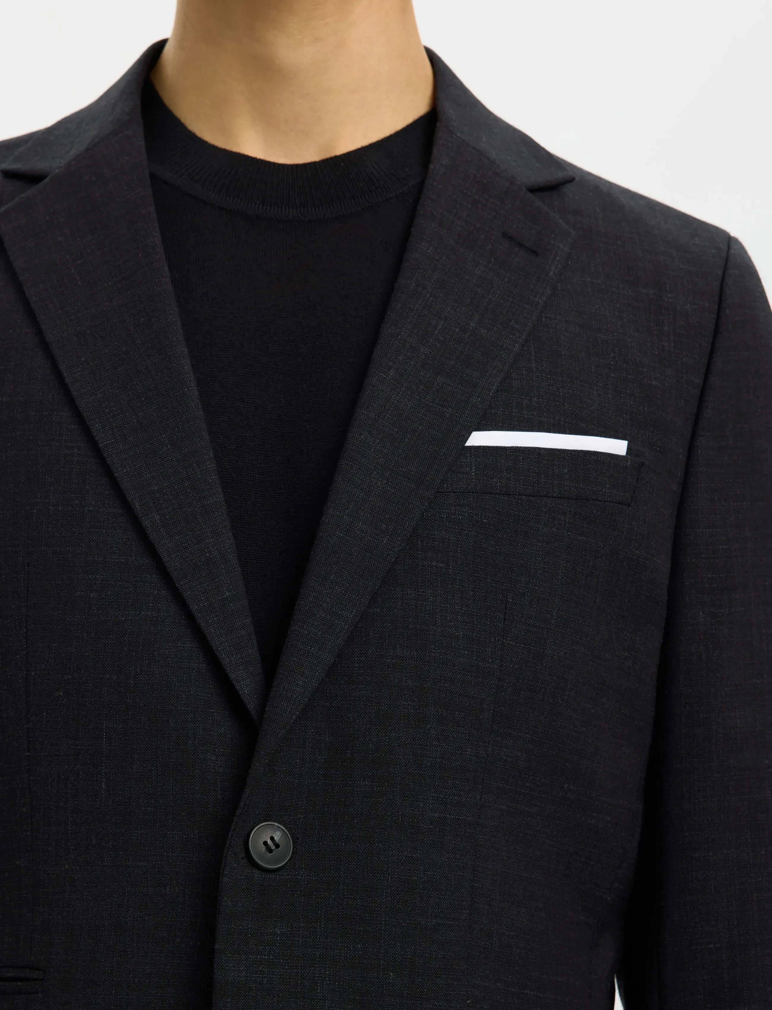 Selected - SLMSLIM-OASIS LINEN BLZ NOOS - enkeltradede blazere - black - 4