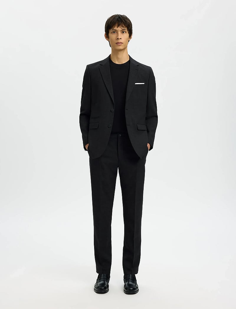 Selected - SLMSLIM-OASIS LINEN BLZ NOOS - einhnepptir blazerar - black - 5