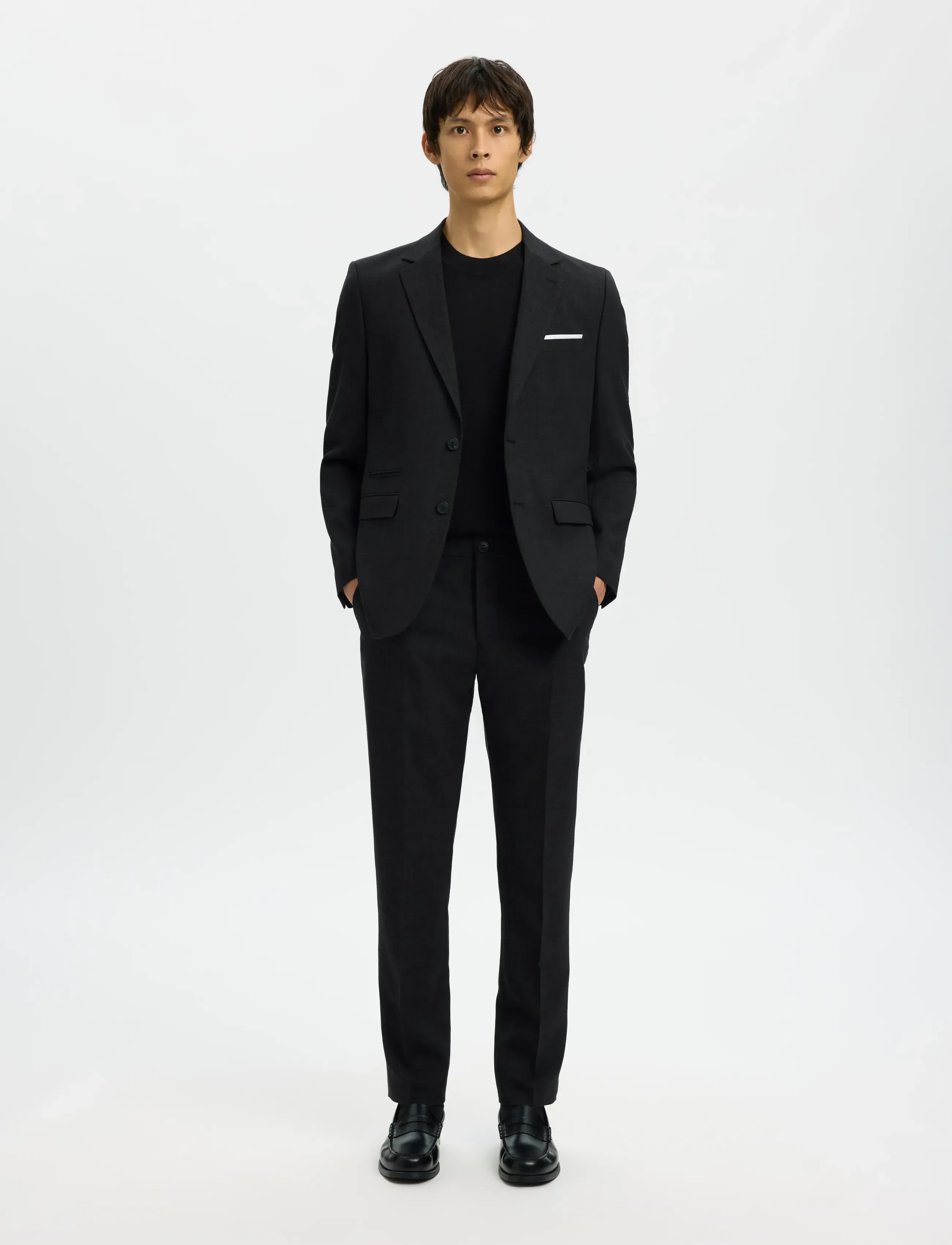 Selected - SLMSLIM-OASIS LINEN BLZ NOOS - enkeltradede blazere - black - 5
