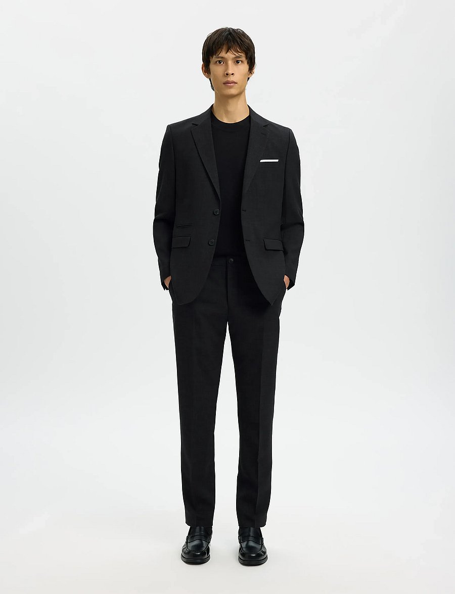Selected - SLMSLIM-OASIS LINEN BLZ NOOS - enkeltradede blazere - black - 5