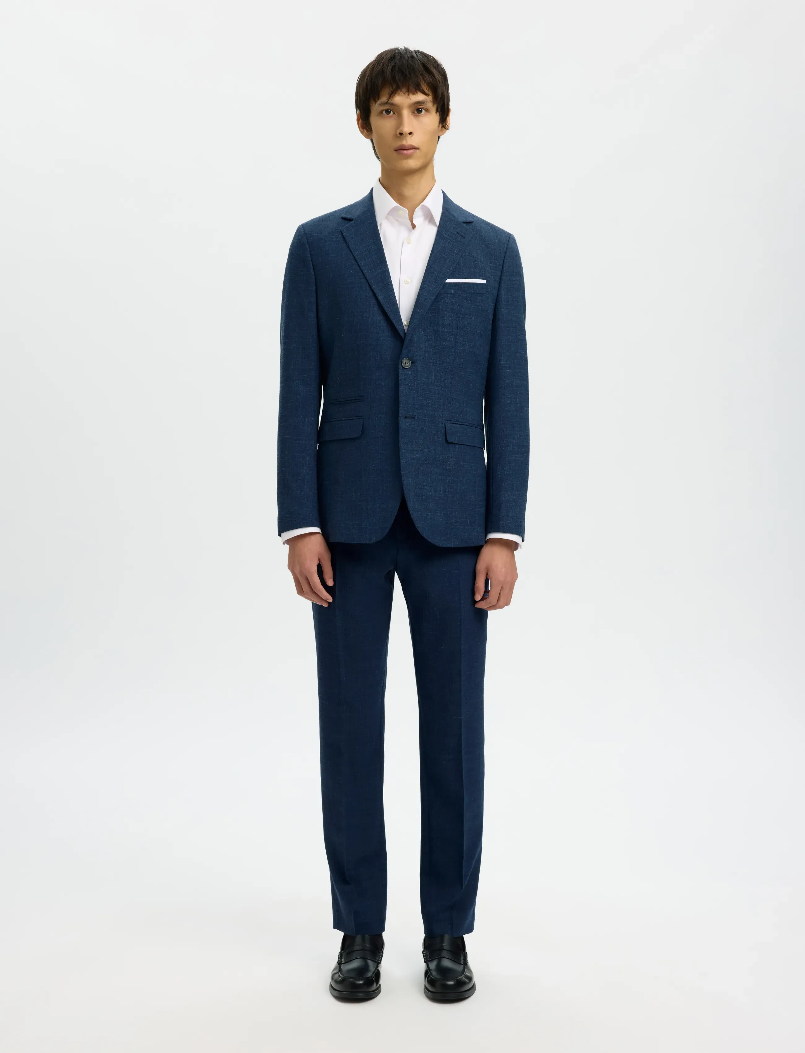 Selected - SLMSLIM-OASIS LINEN BLZ NOOS - enkeltradede blazere - dark navy - 4