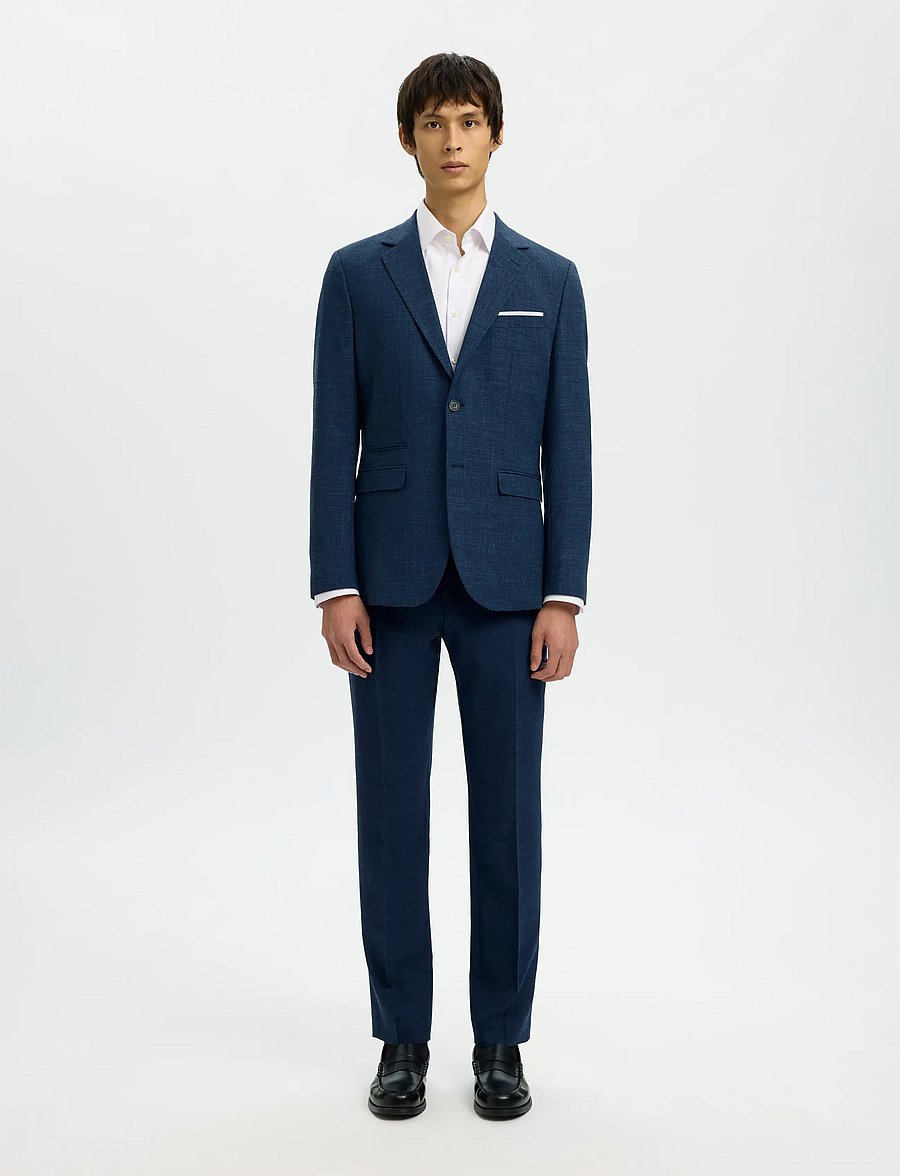 Selected - SLMSLIM-OASIS LINEN BLZ NOOS - enkeltradede blazere - dark navy - 4