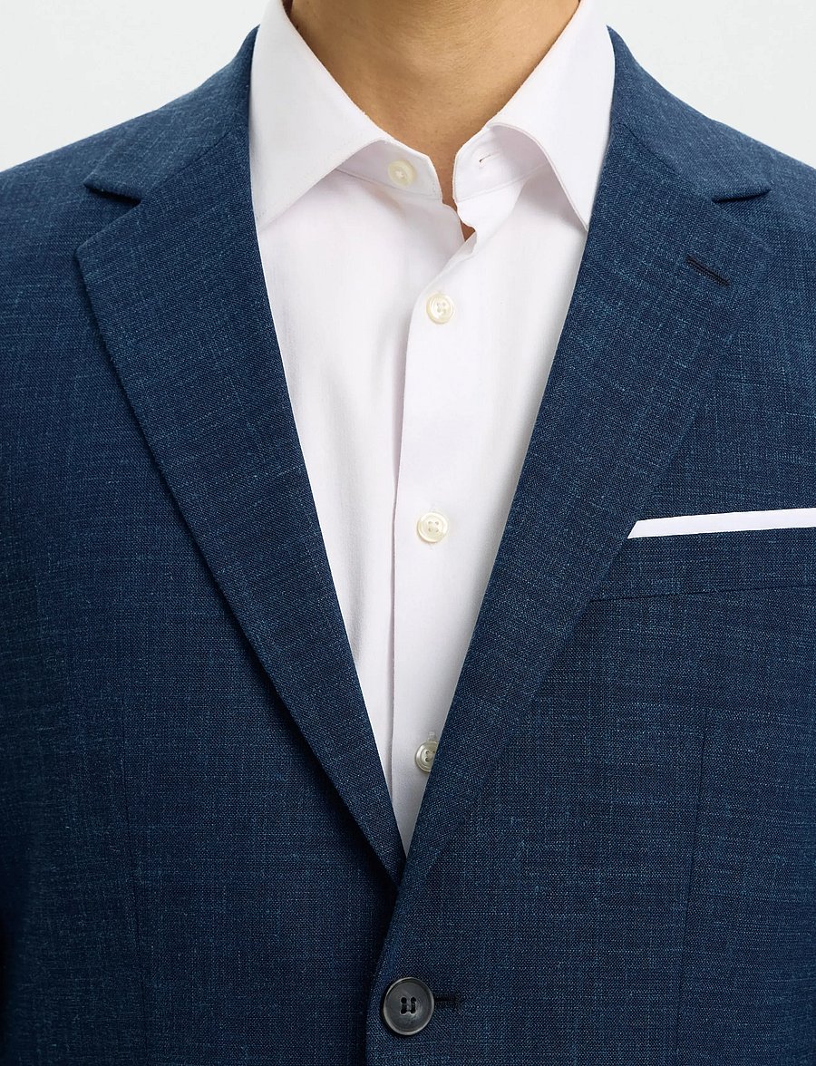 Selected - SLMSLIM-OASIS LINEN BLZ NOOS - enkeltradede blazere - dark navy - 5