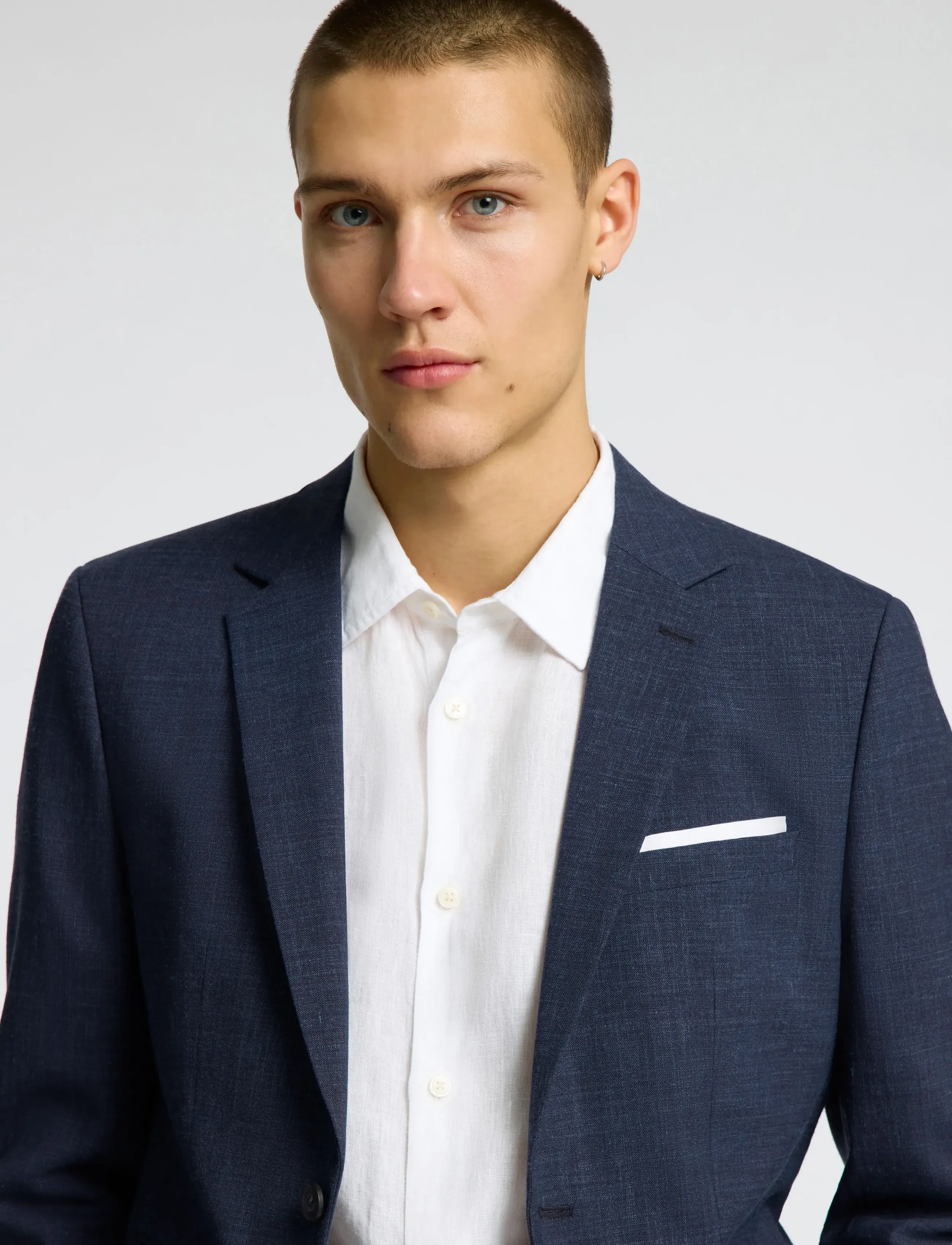 Selected SLMSLIM-OASIS LINEN BLZ NOOS - Tøj - DARK NAVY / navy