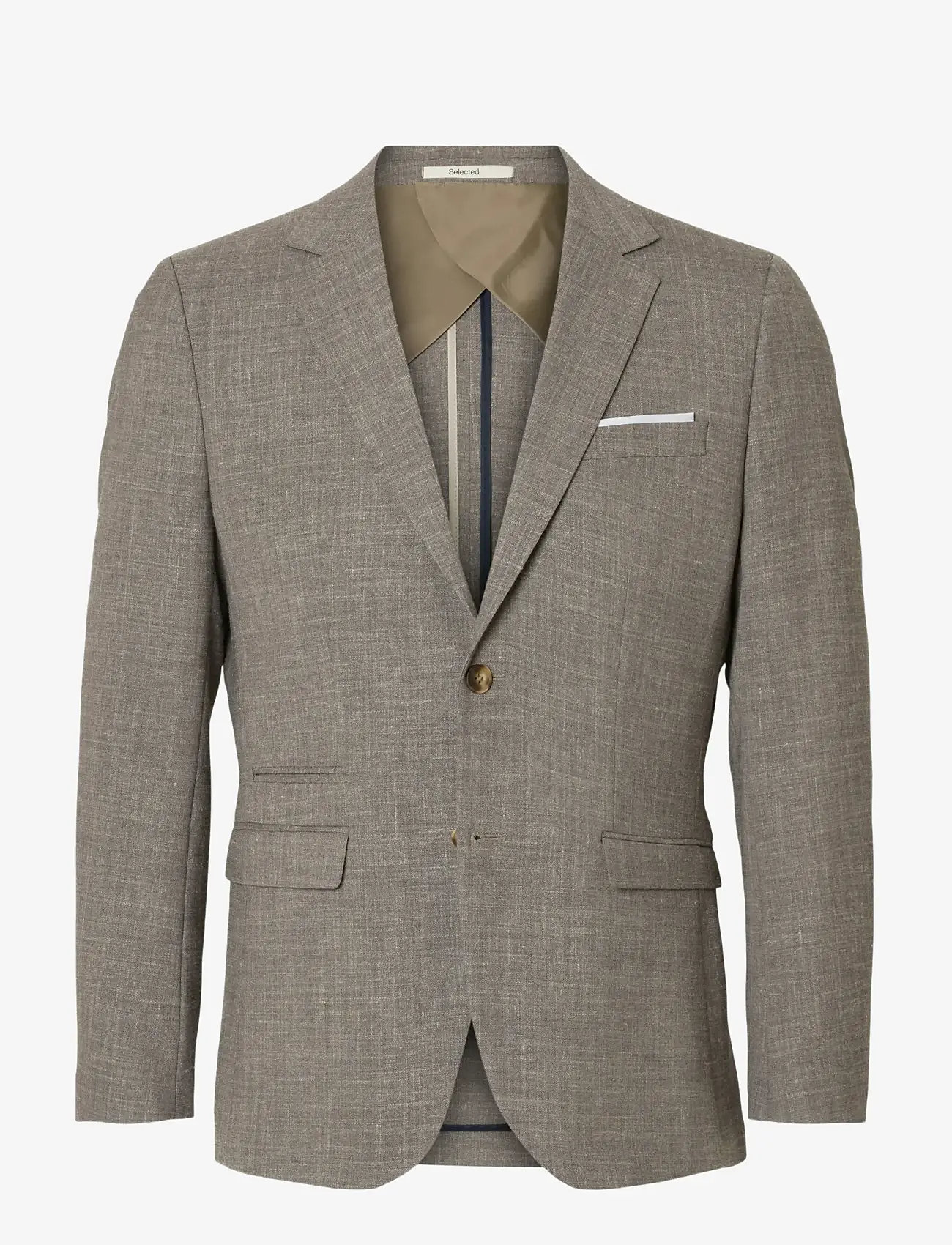 Selected - SLMSLIM-OASIS LINEN BLZ NOOS - blazers met enkele rij knopen - dark sand melange - 1