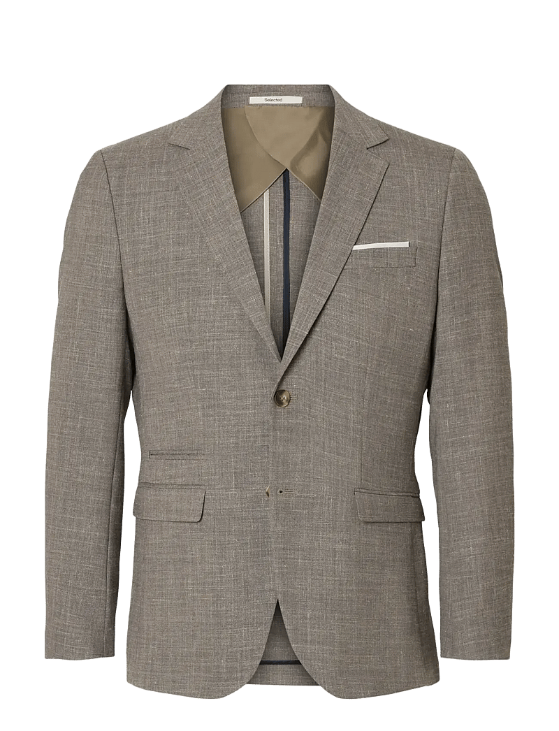 Selected - SLMSLIM-OASIS LINEN BLZ NOOS - blazers met enkele rij knopen - dark sand melange - 1