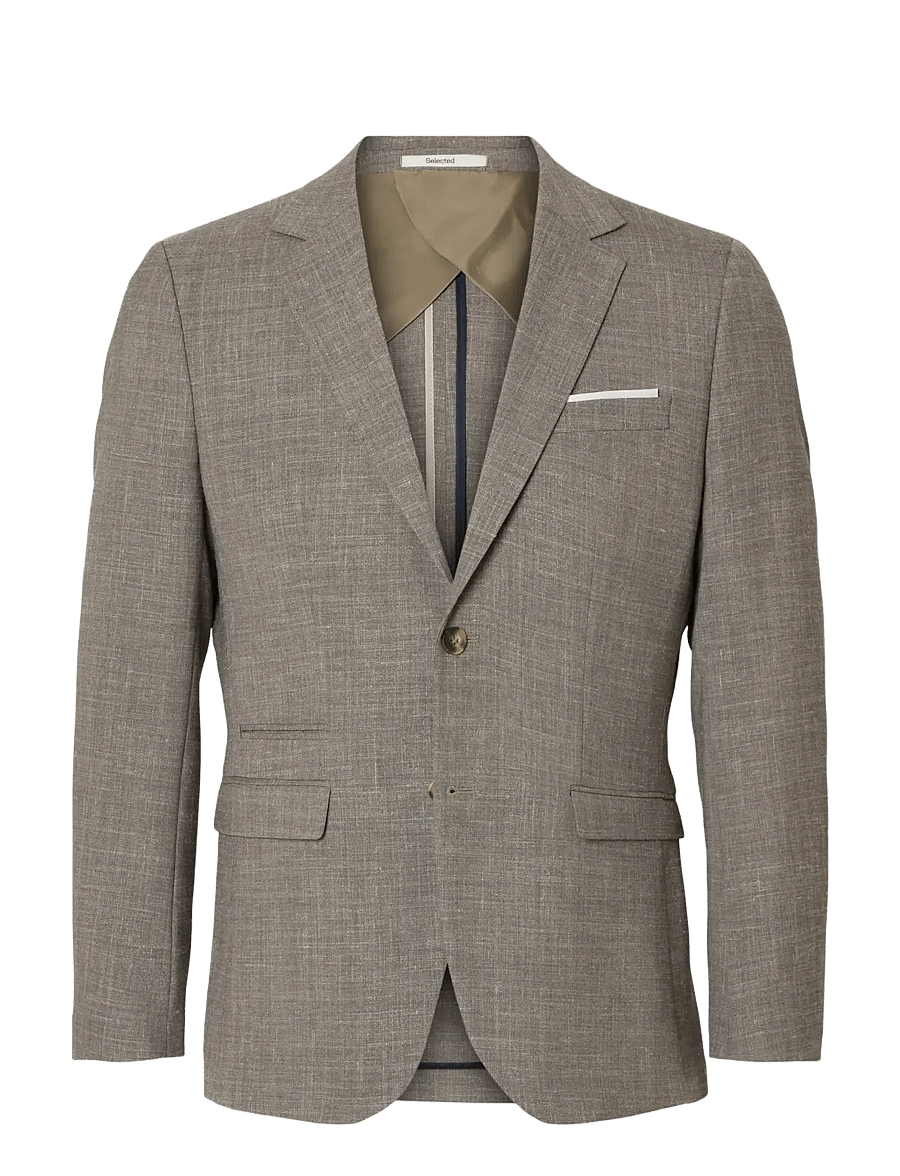 Selected - SLMSLIM-OASIS LINEN BLZ NOOS - blazers met enkele rij knopen - dark sand melange - 1