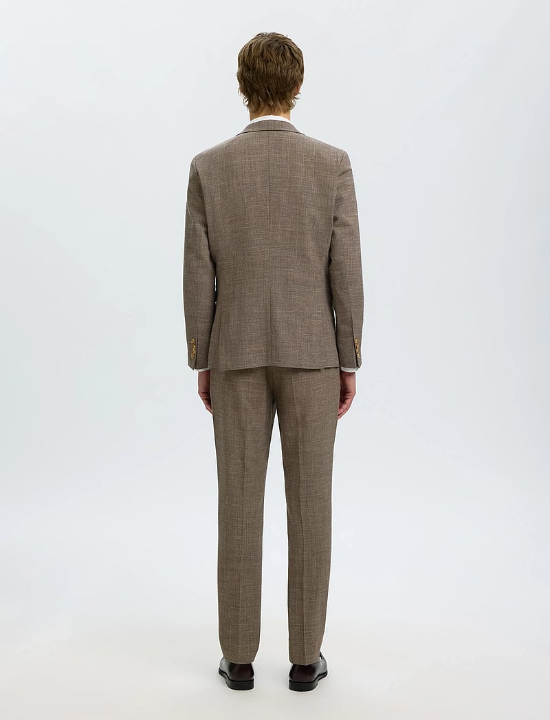 Selected - SLMSLIM-OASIS LINEN BLZ NOOS - blazers met enkele rij knopen - dark sand melange - 2