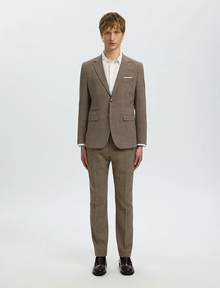 Selected - SLMSLIM-OASIS LINEN BLZ NOOS - blazers met enkele rij knopen - dark sand melange - 3