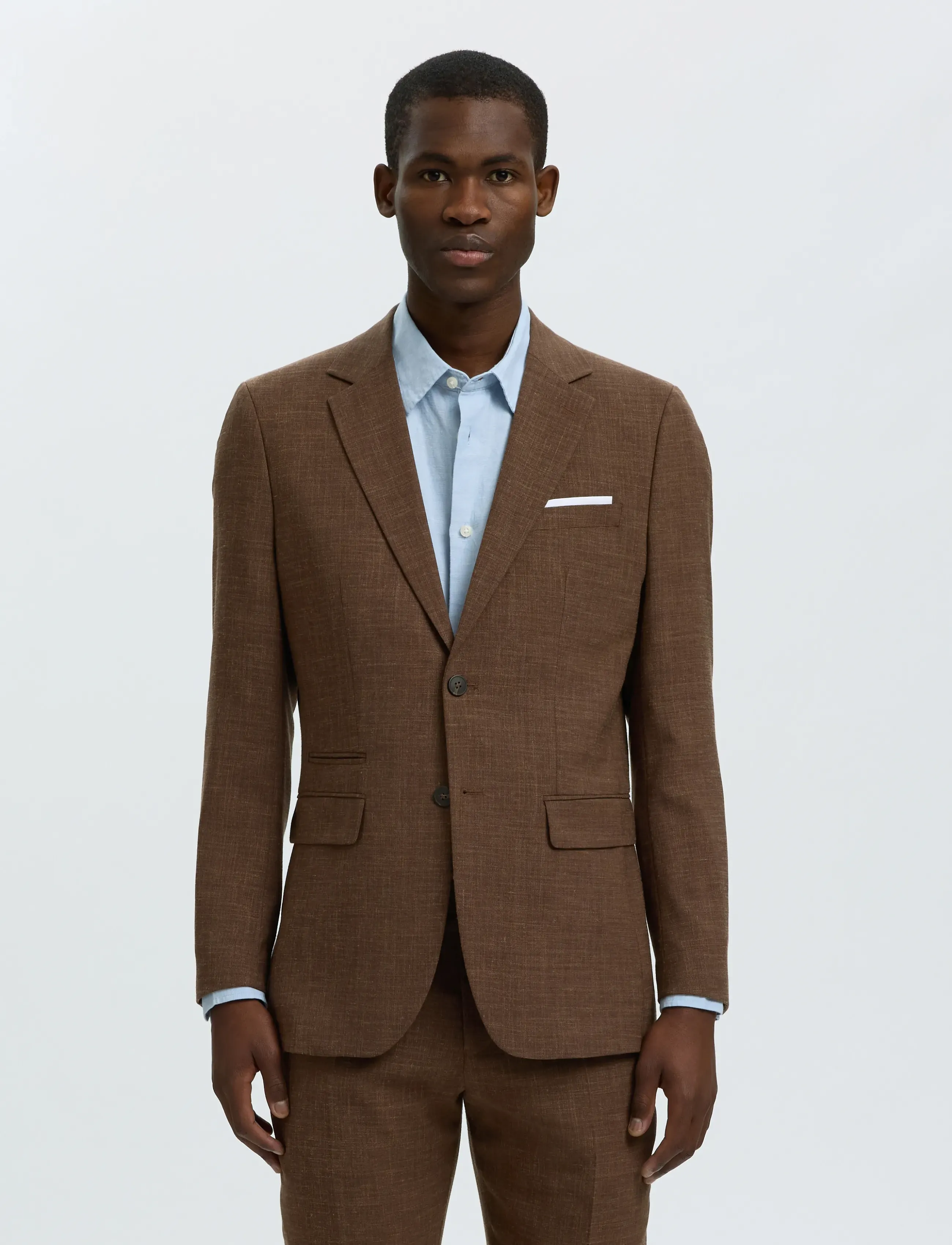 Selected SLMSLIM-OASIS LINEN BLZ NOOS - Linen clothing - DELICIOSO / brown