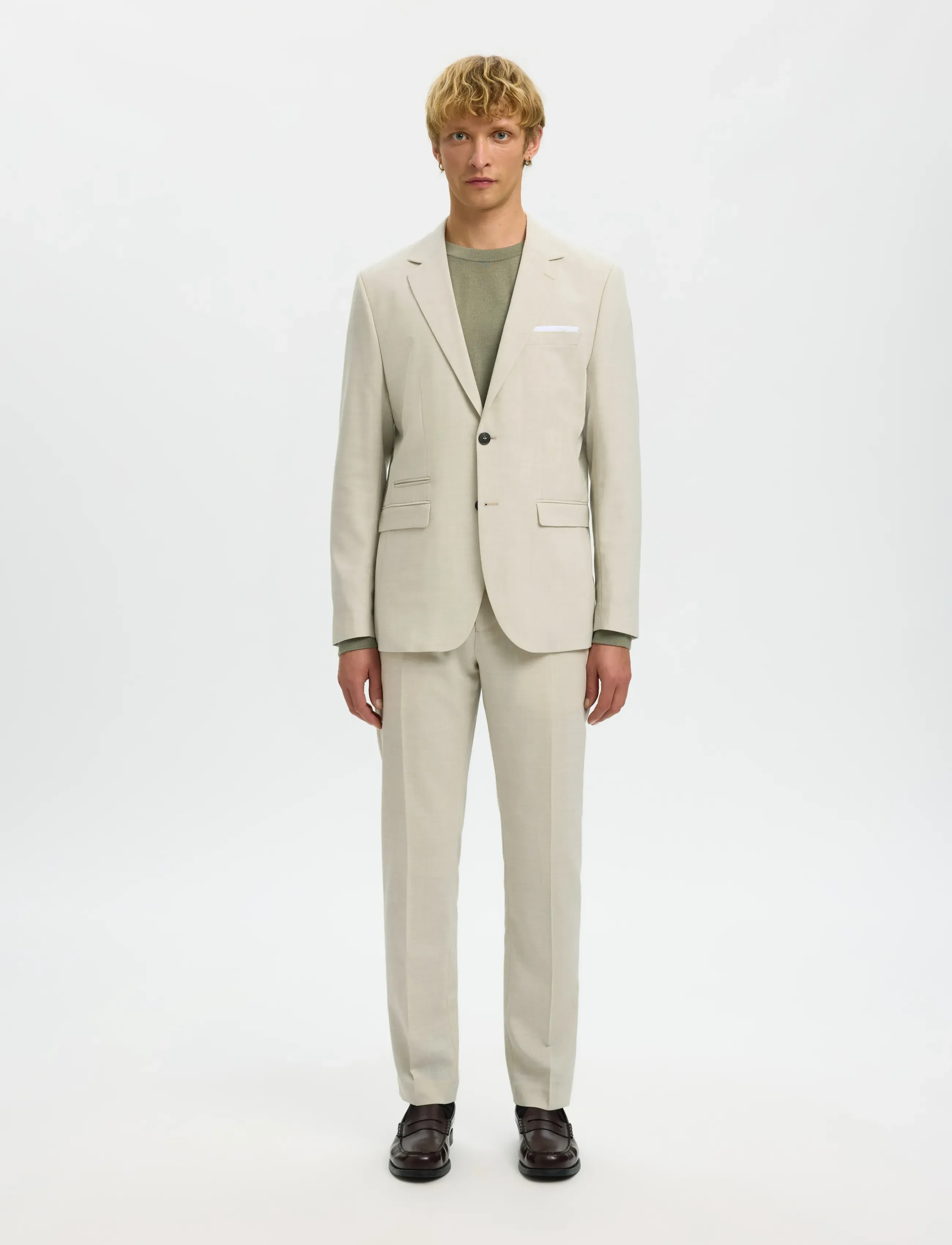Selected - SLMSLIM-OASIS LINEN BLZ NOOS - blazers à boutonnage simple - egret - 3