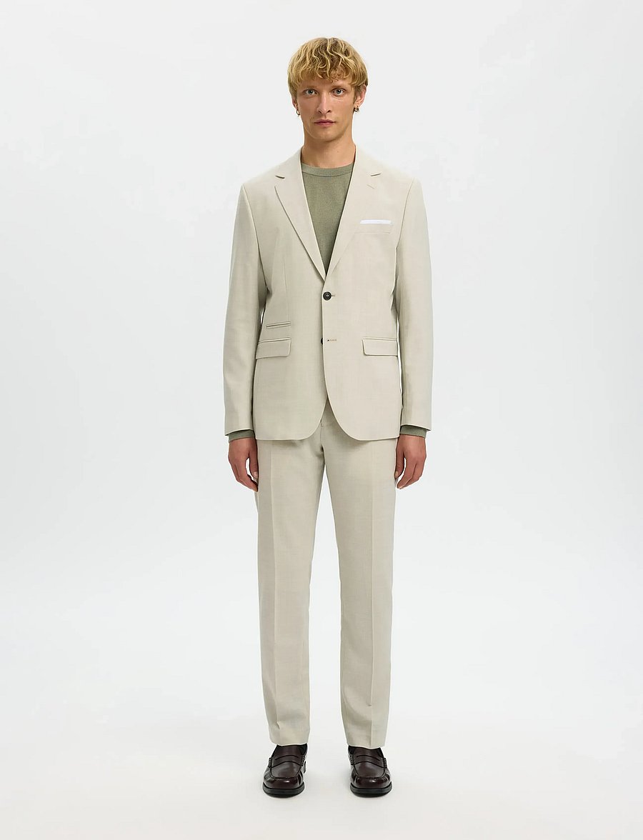 Selected - SLMSLIM-OASIS LINEN BLZ NOOS - blazers à boutonnage simple - egret - 3