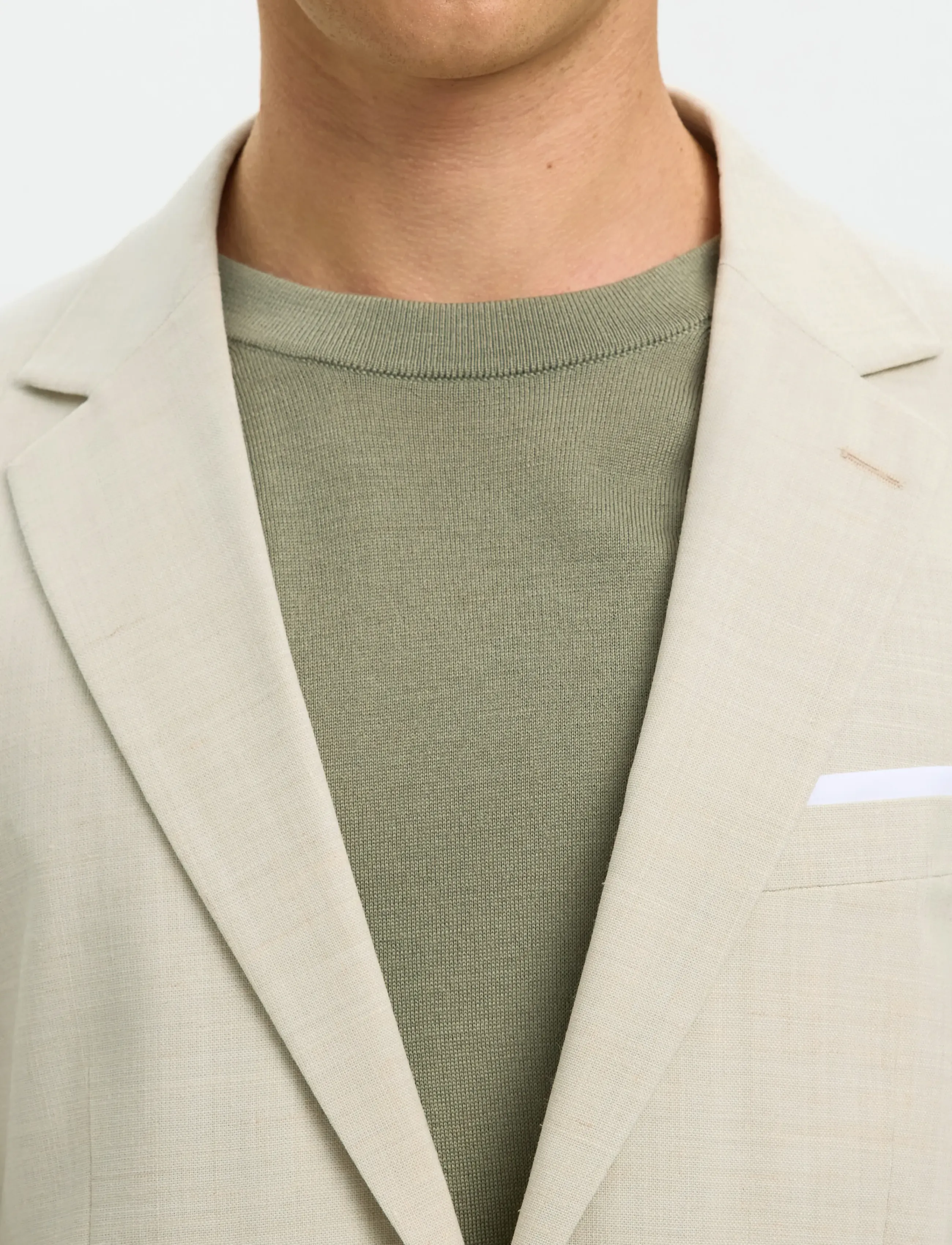 Selected - SLMSLIM-OASIS LINEN BLZ NOOS - blazers à boutonnage simple - egret - 4