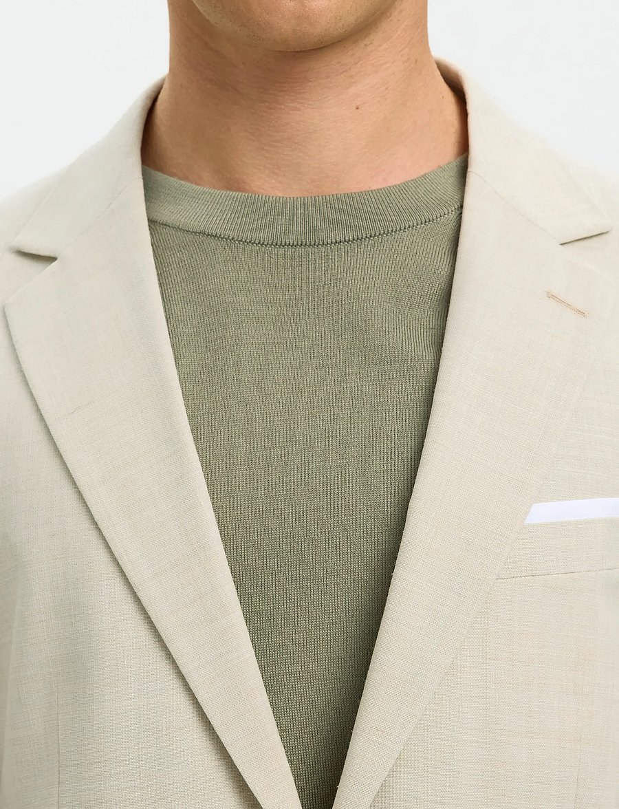 Selected - SLMSLIM-OASIS LINEN BLZ NOOS - blazers à boutonnage simple - egret - 4