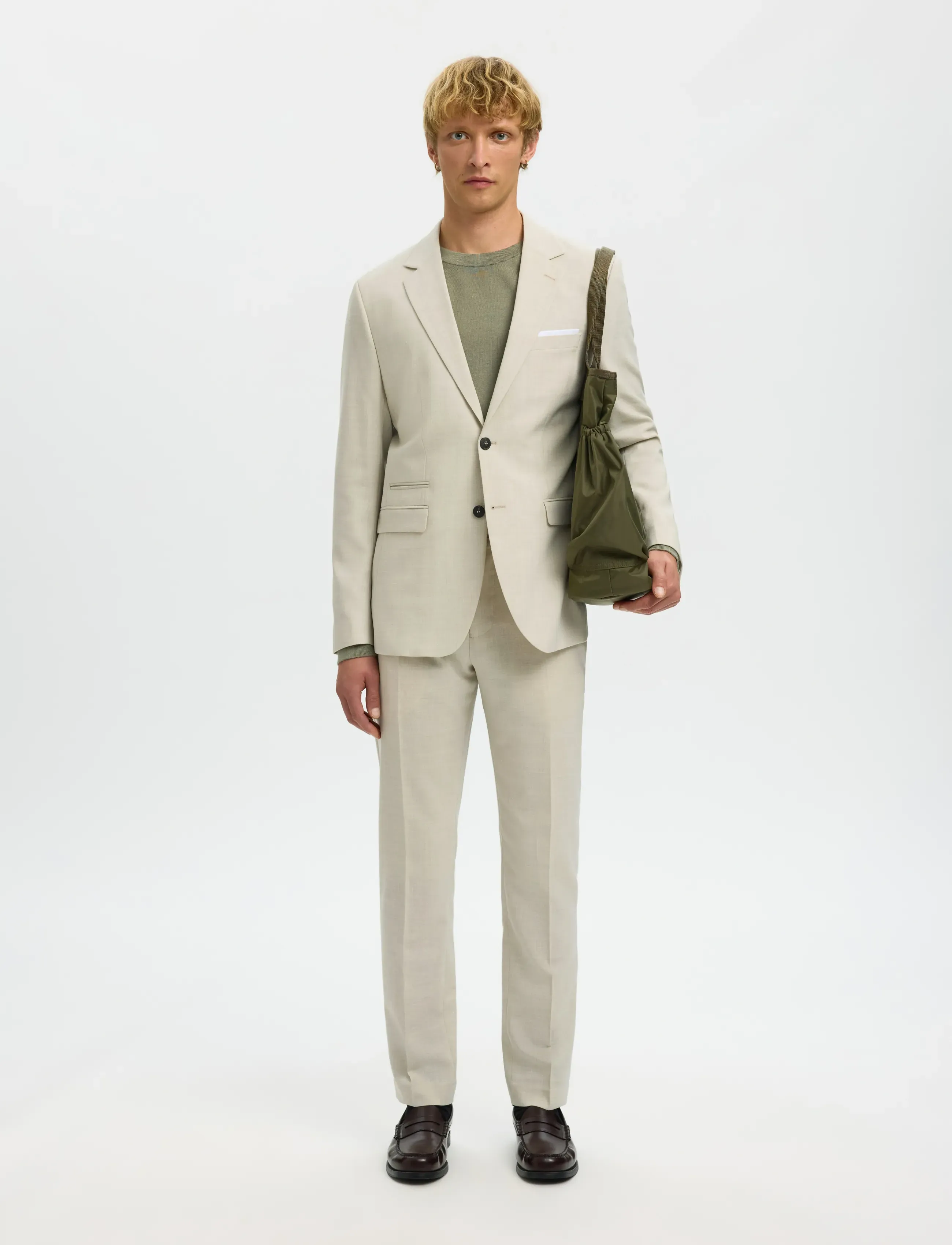 Selected - SLMSLIM-OASIS LINEN BLZ NOOS - blazers à boutonnage simple - egret - 5
