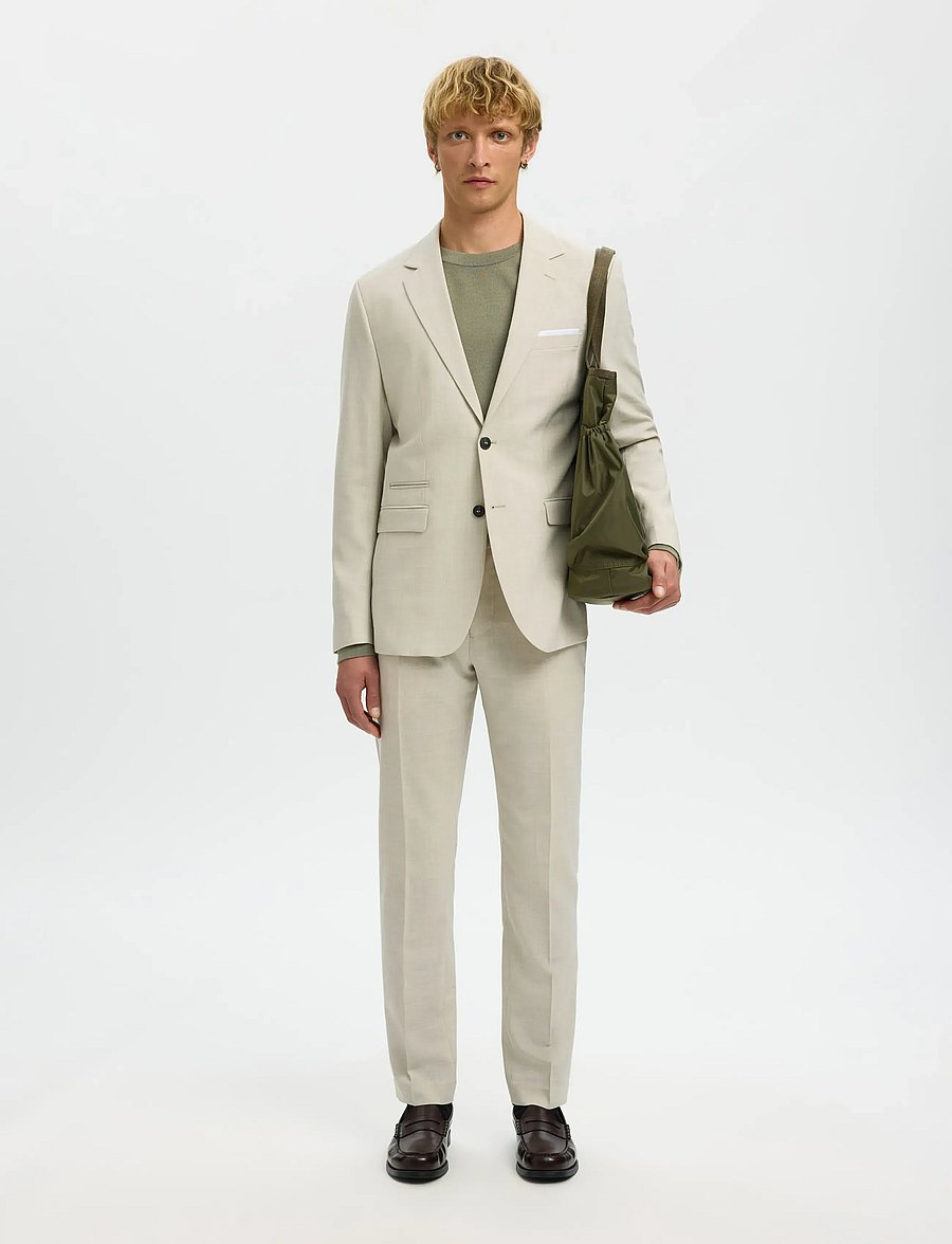 Selected - SLMSLIM-OASIS LINEN BLZ NOOS - blazers à boutonnage simple - egret - 5