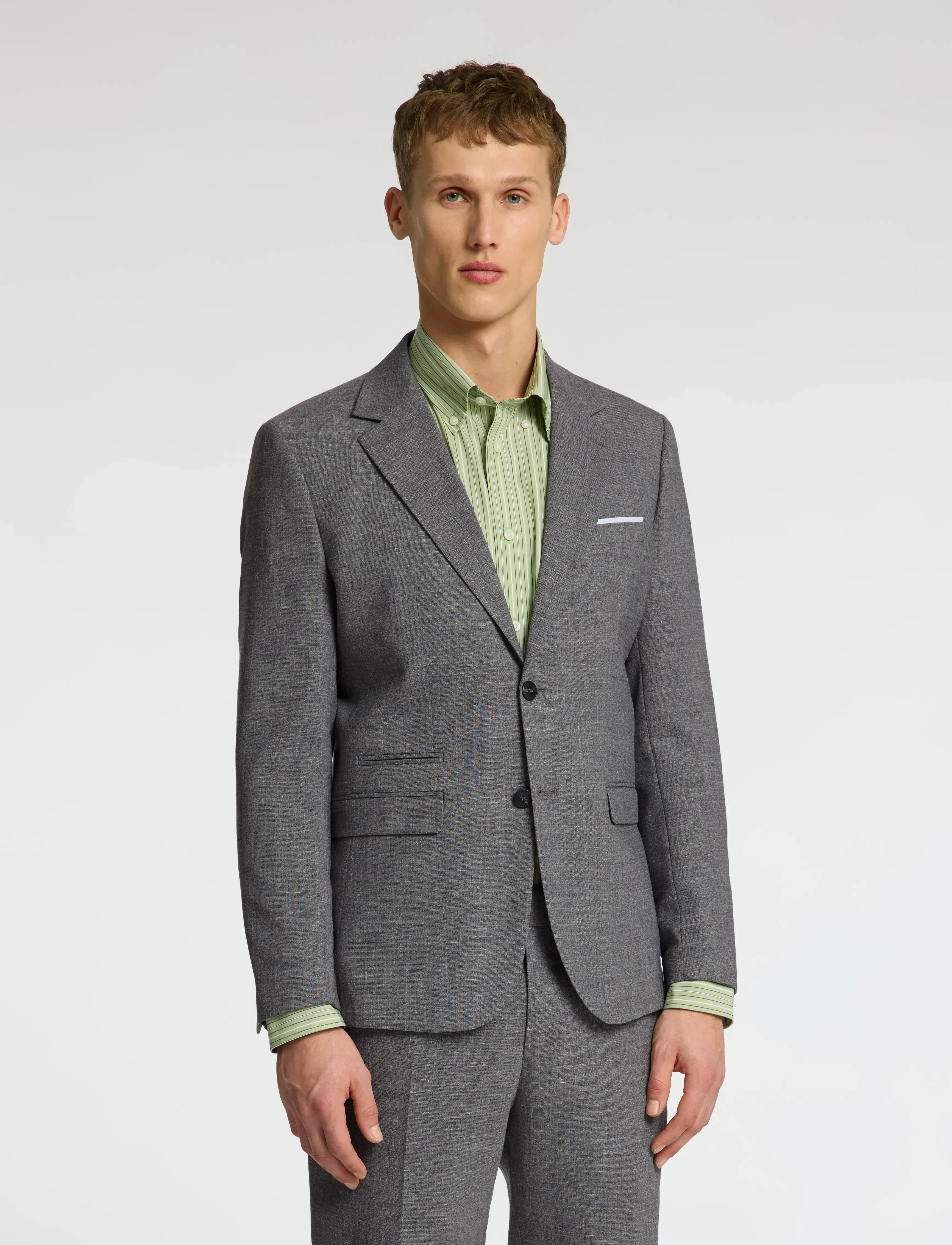 Selected Slmslim-Oasis Linen Blz Noos, 46, Grey, Blazere > Enkeltradede Blazere, Herre