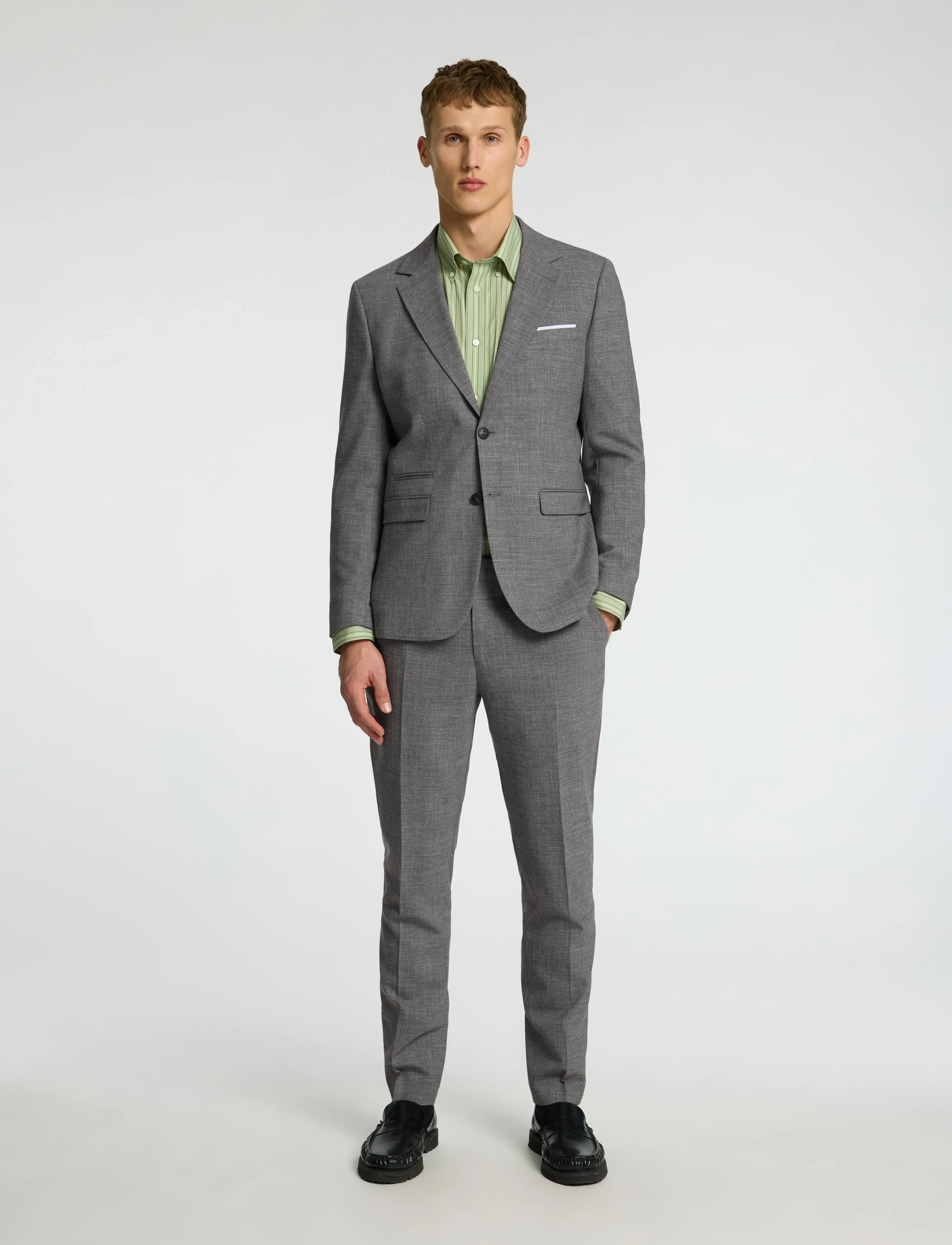 Selected - SLMSLIM-OASIS LINEN BLZ NOOS - enkeltradede blazere - grey - 3