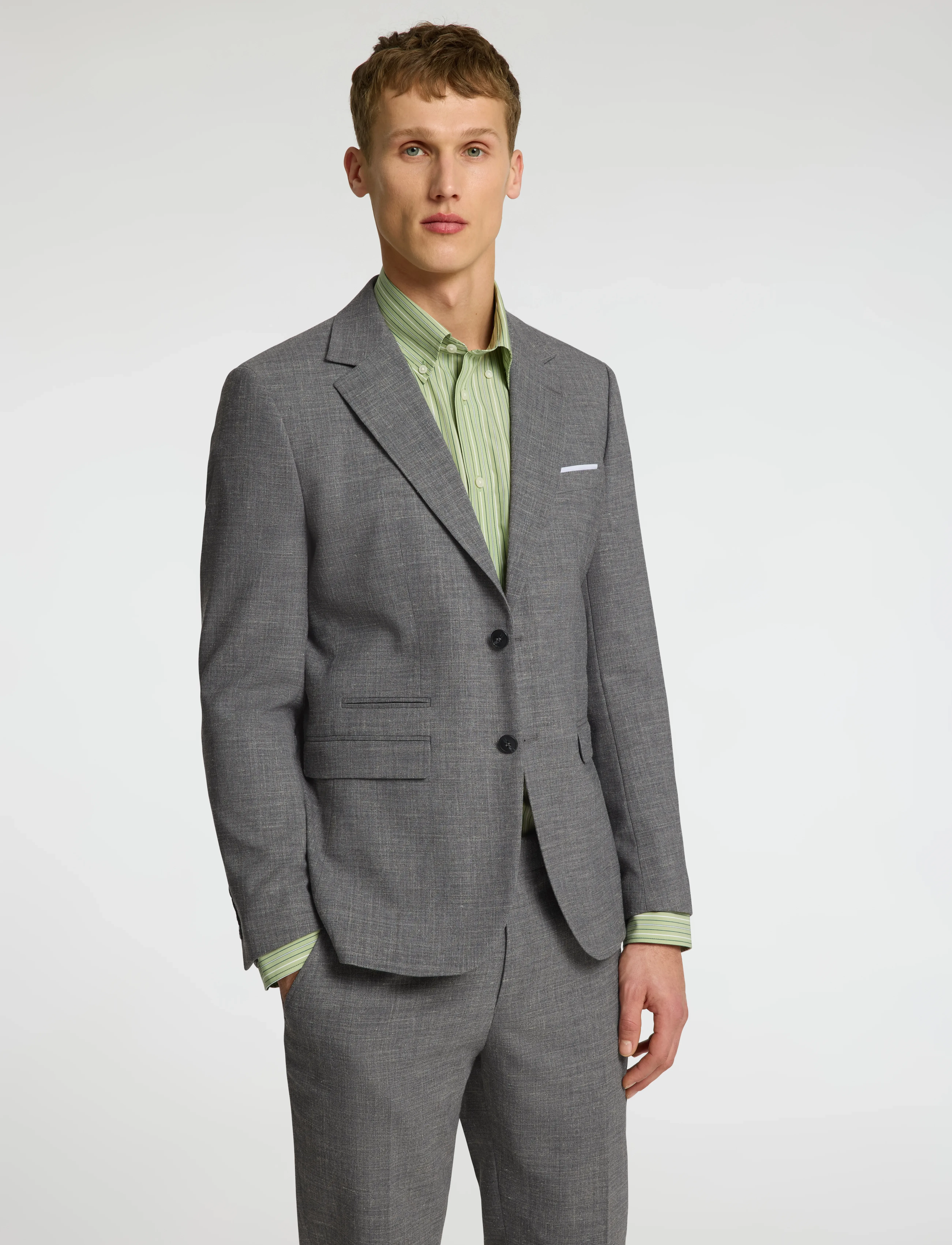 Selected - SLMSLIM-OASIS LINEN BLZ NOOS - enkeltradede blazere - grey - 4