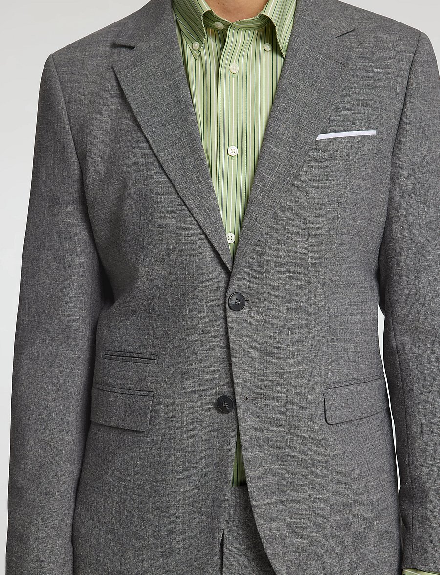 Selected - SLMSLIM-OASIS LINEN BLZ NOOS - enkeltradede blazere - grey - 5