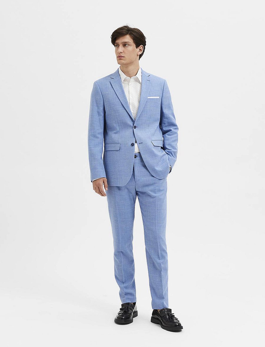 Selected - SLMSLIM-OASIS LINEN BLZ NOOS - vienrindas žaketes - light blue - 5