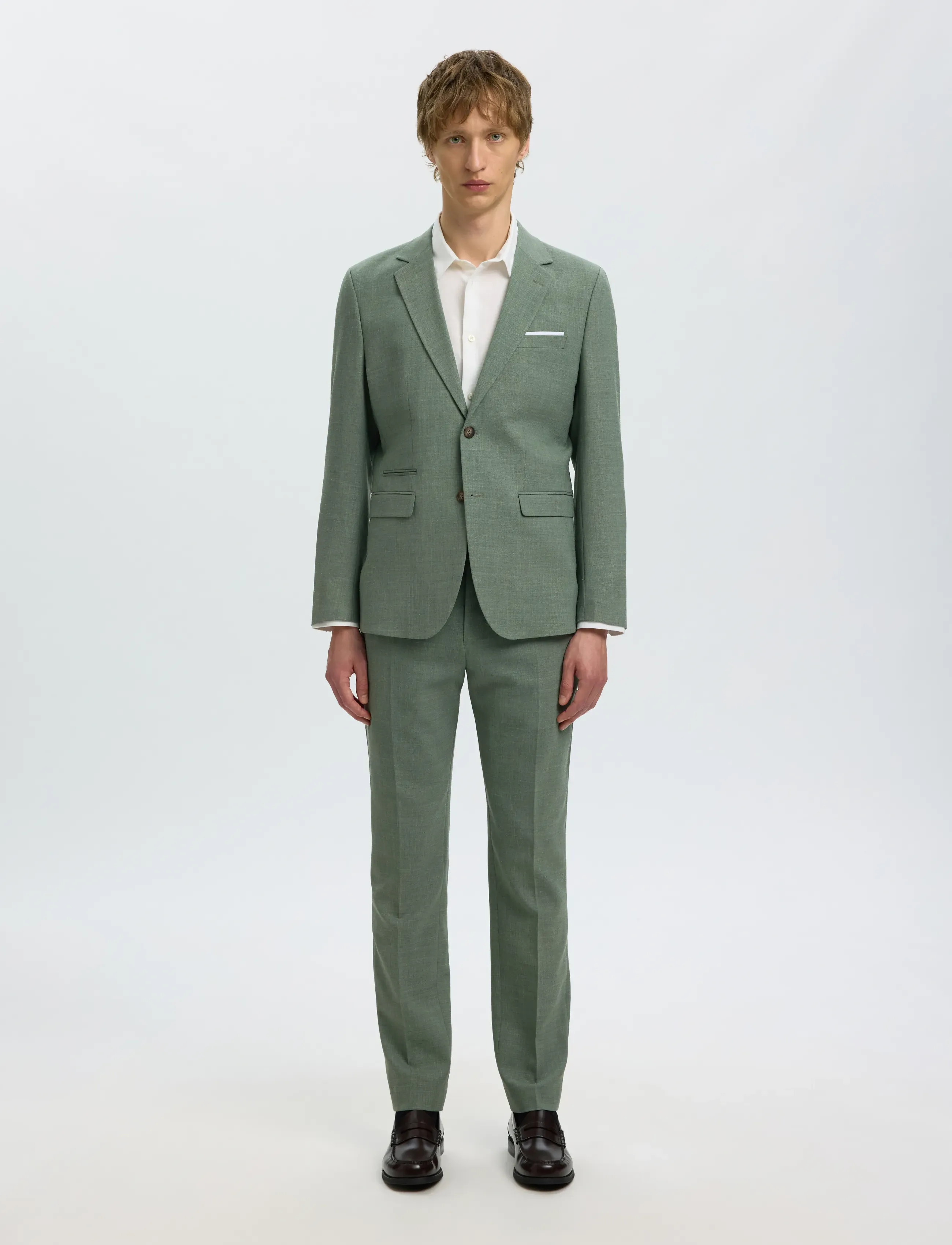 Selected - SLMSLIM-OASIS LINEN BLZ NOOS - enkeltradede blazere - light green melange - 3