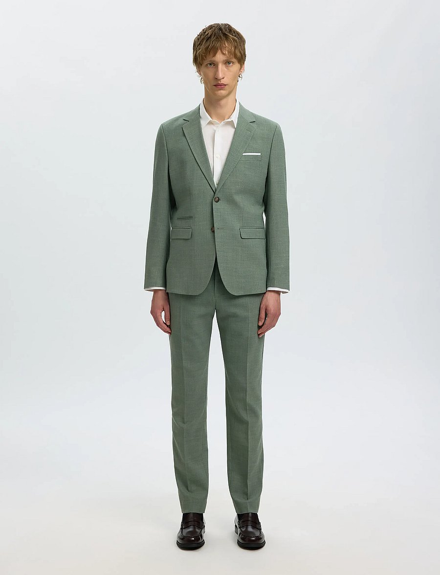 Selected - SLMSLIM-OASIS LINEN BLZ NOOS - enkeltradede blazere - light green melange - 3