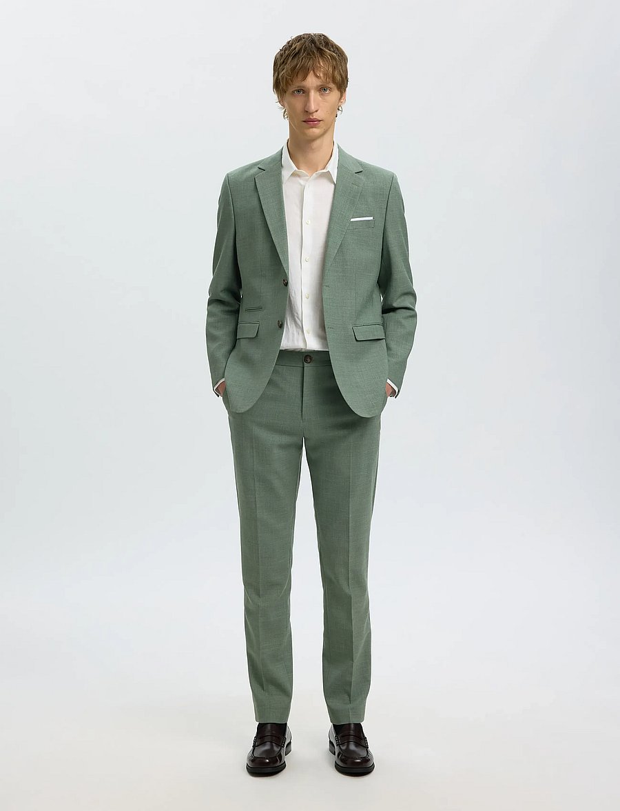 Selected - SLMSLIM-OASIS LINEN BLZ NOOS - enkeltradede blazere - light green melange - 5