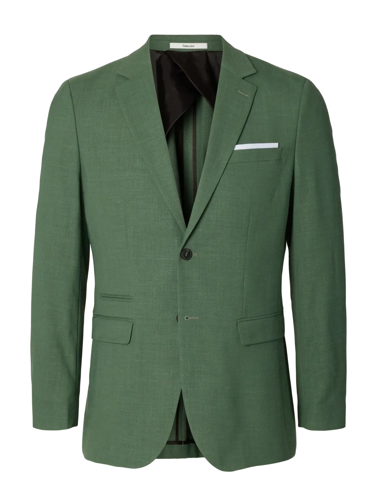 Selected SLMSLIM-OASIS LINEN BLZ NOOS - Ühe rinnatisega pintsakud - OLIVE GREEN / green