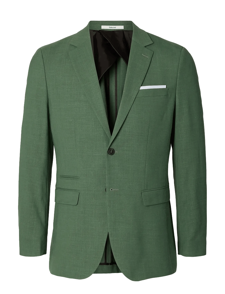 Selected - SLMSLIM-OASIS LINEN BLZ NOOS - enkeltradede blazere - olive green - 1