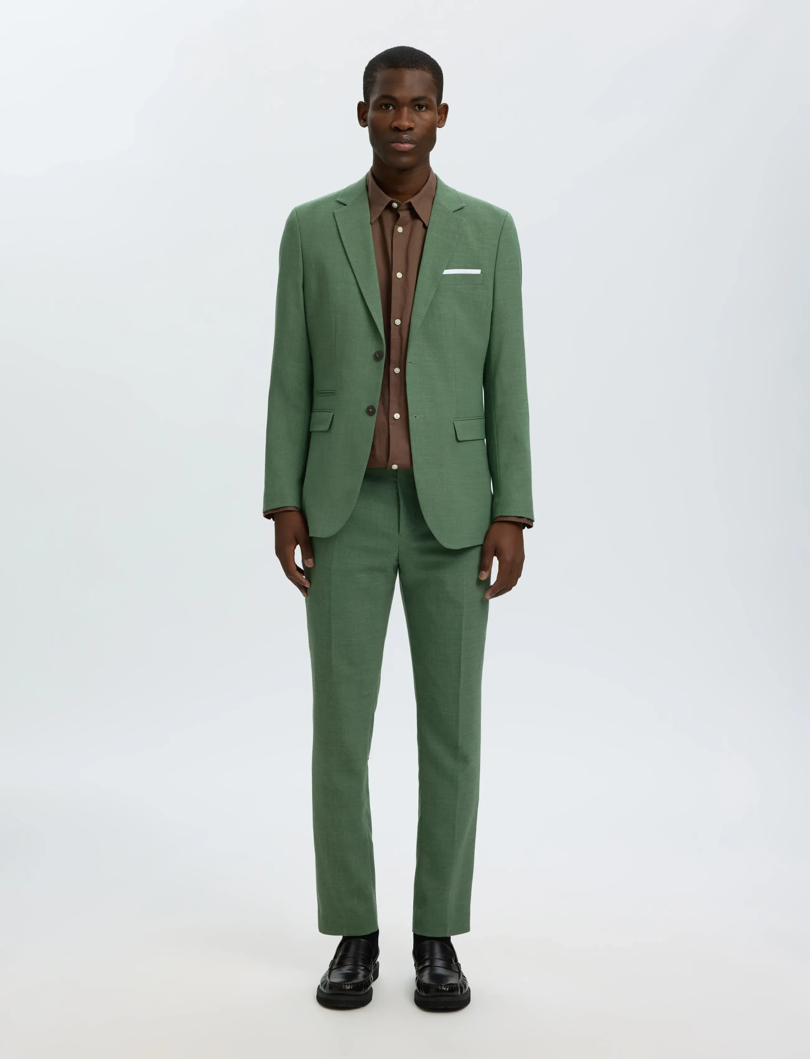 Selected - SLMSLIM-OASIS LINEN BLZ NOOS - enkeltradede blazere - olive green - 3