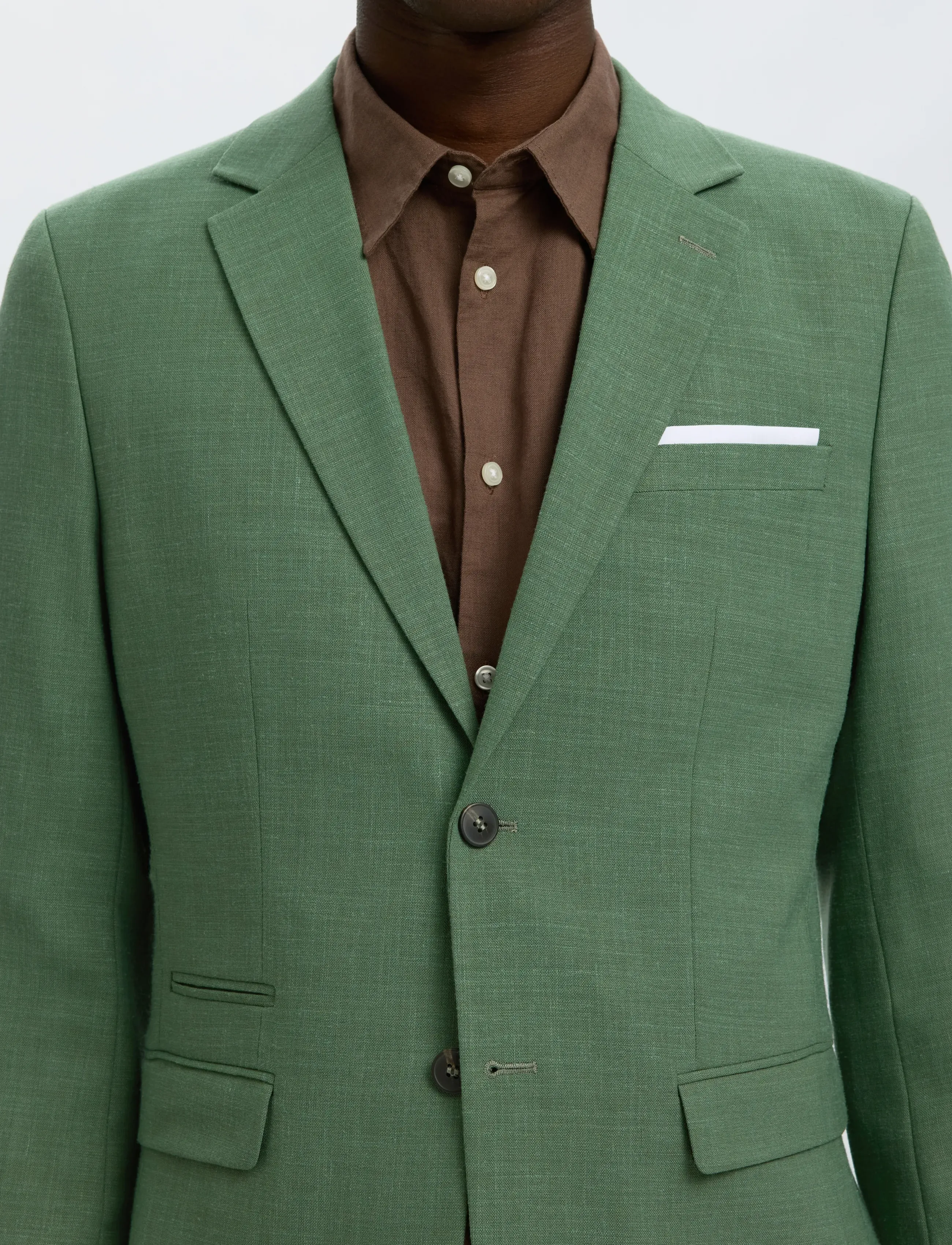 Selected - SLMSLIM-OASIS LINEN BLZ NOOS - enkeltradede blazere - olive green - 4