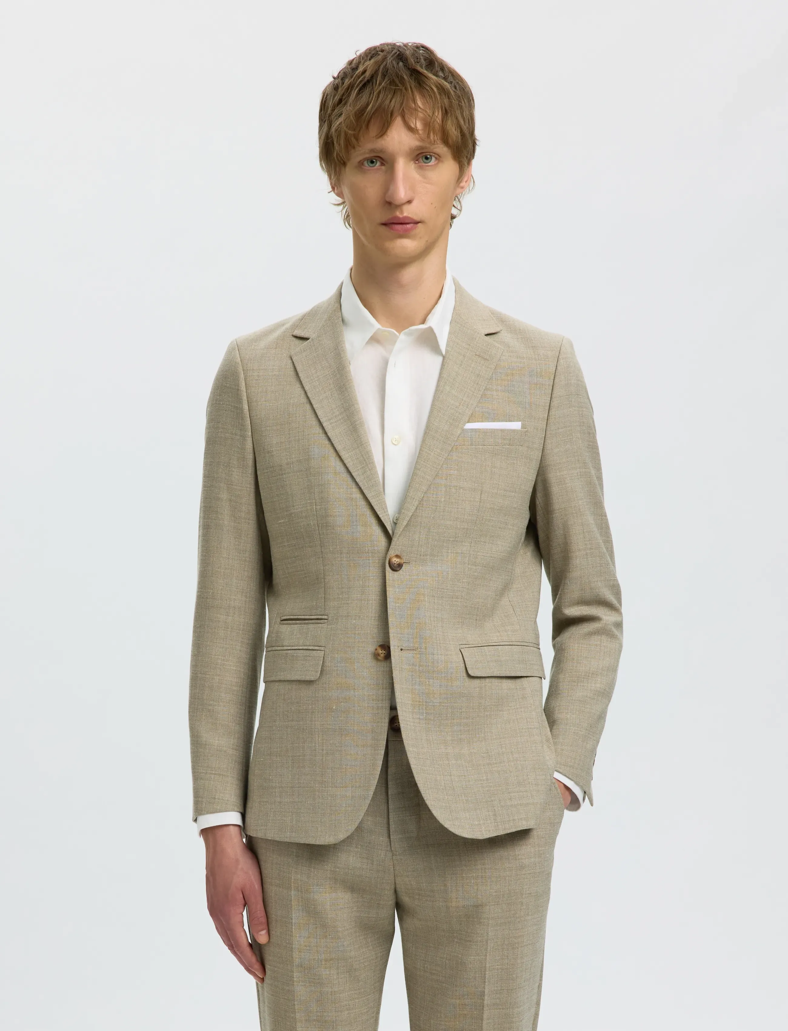 Selected Slmslim-Oasis Linen Blz Noos, 54, Blazer, Beige - Single Breasted Männerswear
